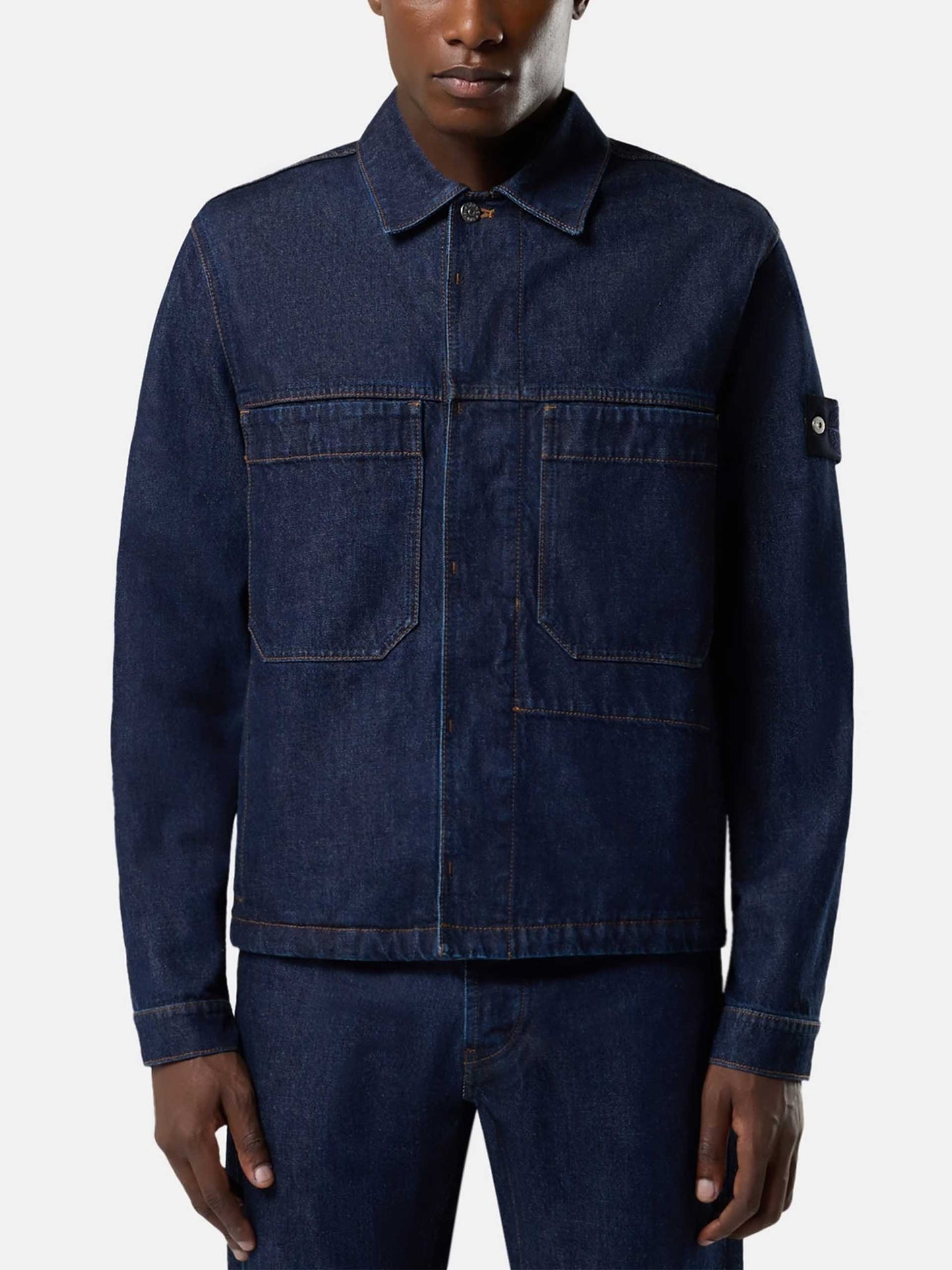 STONE ISLAND - Hemdjacke aus Rinse-Denim für Herren Dunkelblau - Blue Rinse