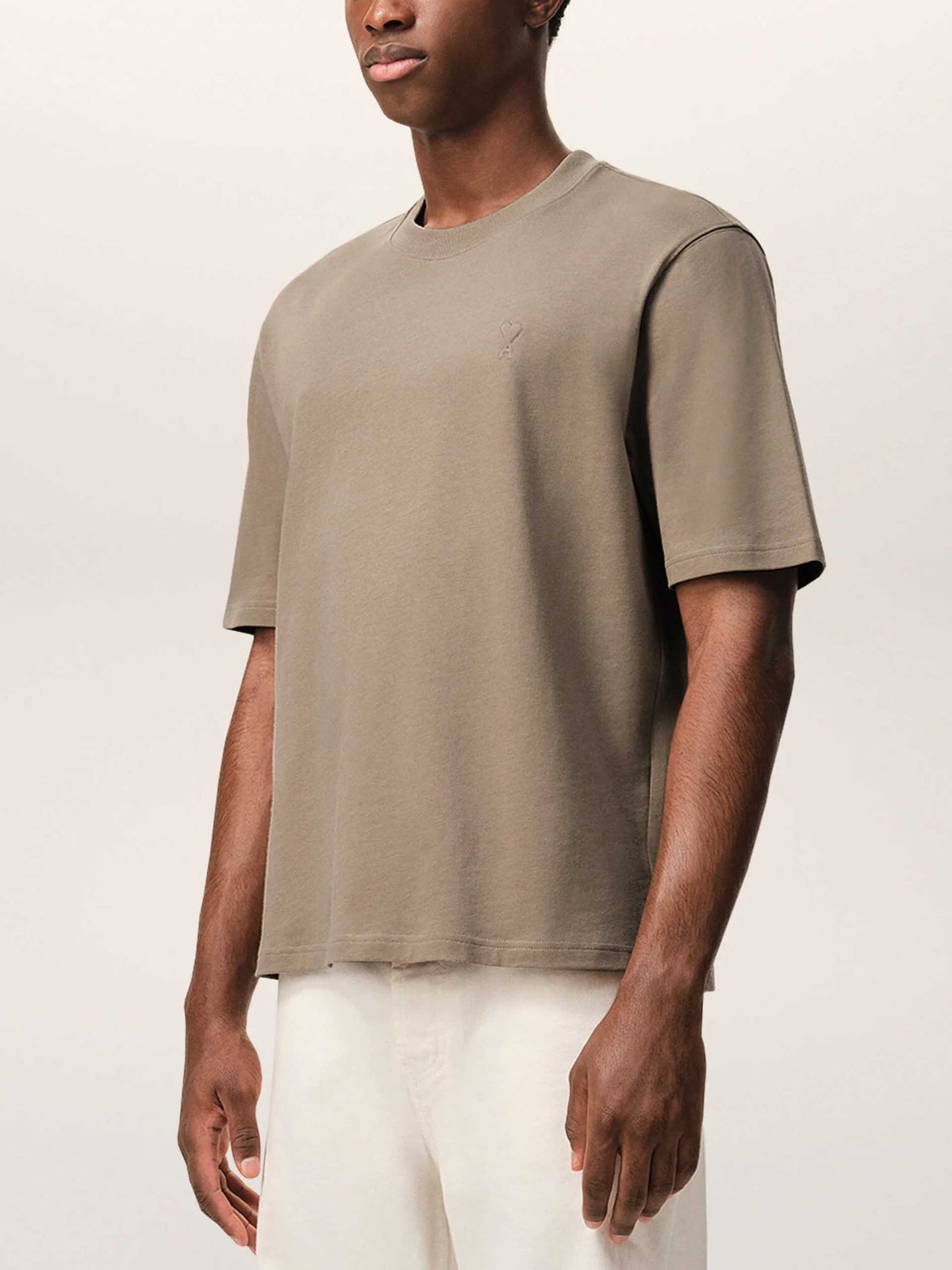 AMI PARIS - Oversized-T-Shirt Ami De Coeur aus Baumwolle Taupe