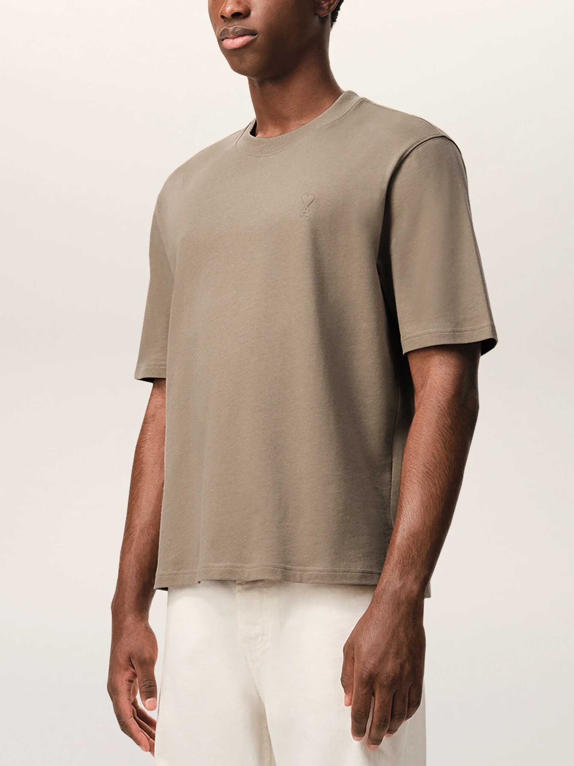 AMI PARIS - Oversized-T-Shirt Ami De Coeur aus Baumwolle Taupe