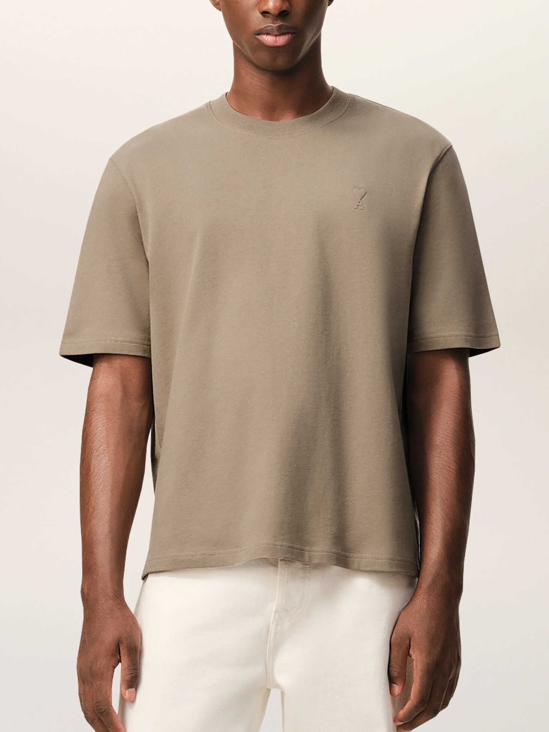 AMI PARIS - Oversized-T-Shirt Ami De Coeur aus Baumwolle Taupe