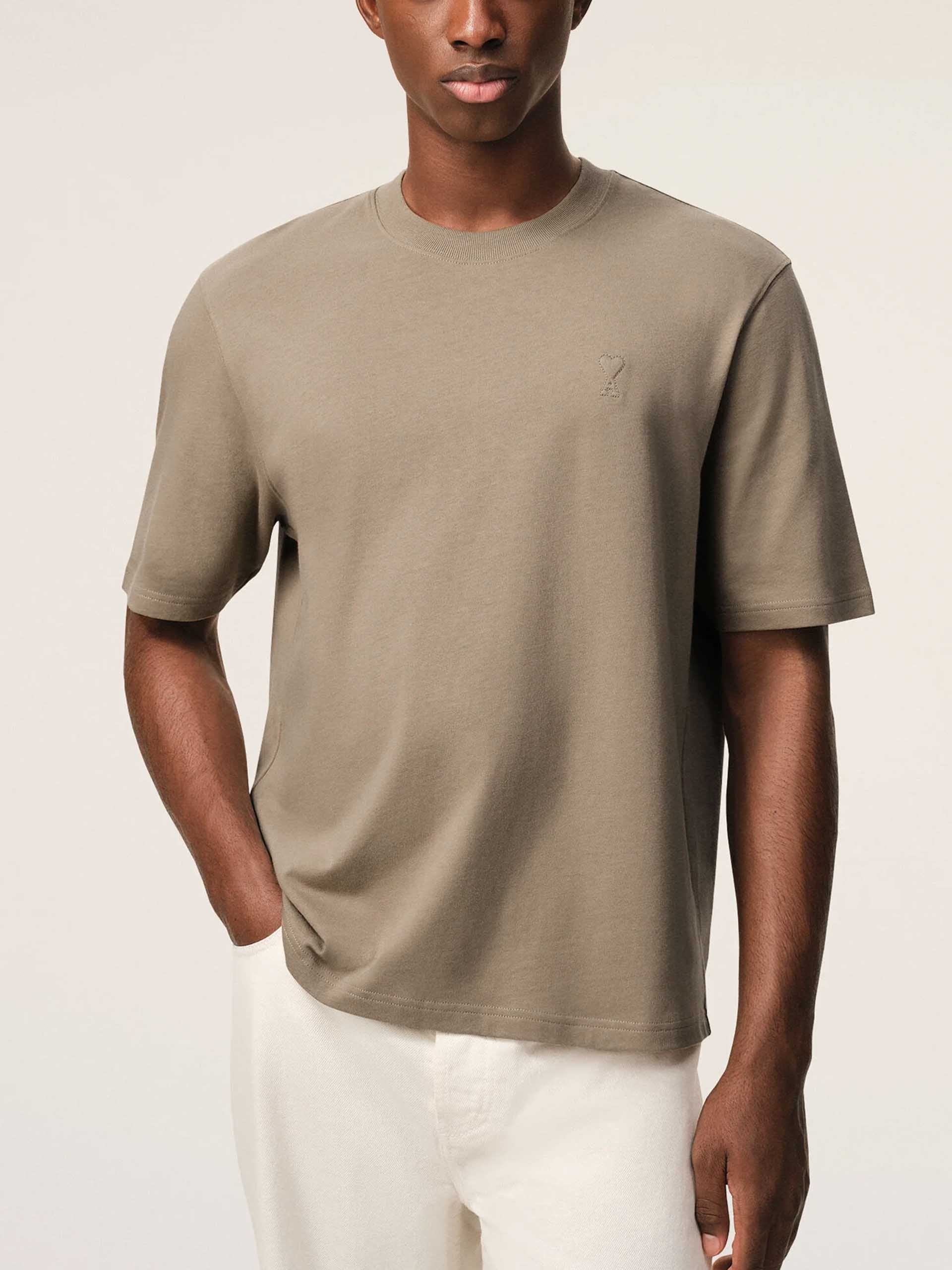AMI PARIS - Oversized-T-Shirt Ami De Coeur aus Baumwolle Taupe