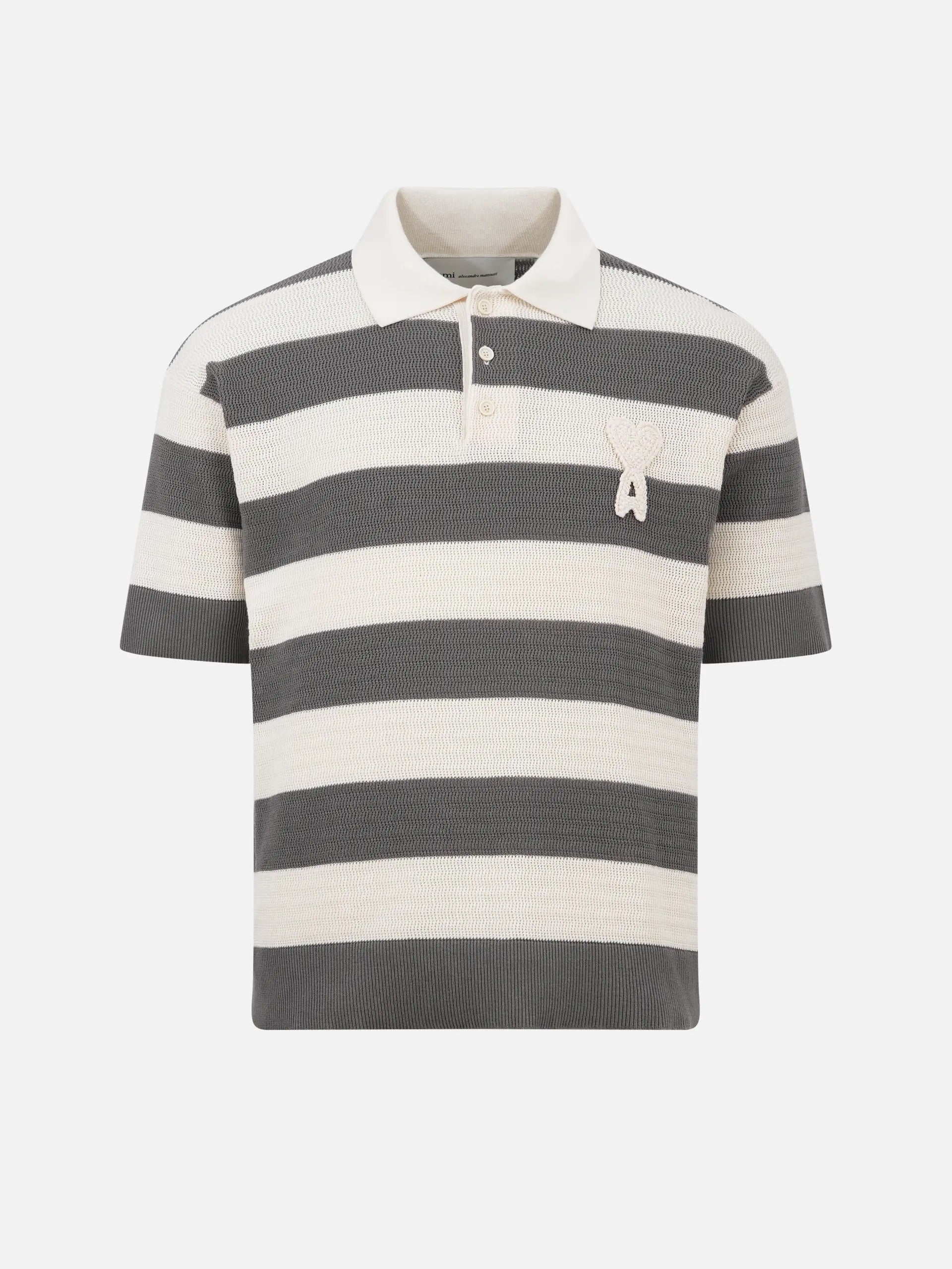 AMI PARIS - Gestreiftes Poloshirt aus Baumwollstrick