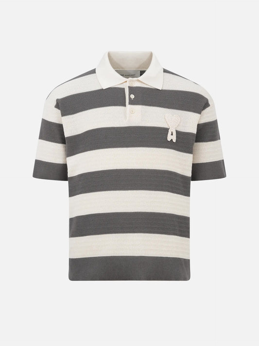 AMI PARIS - Gestreiftes Poloshirt aus Baumwollstrick