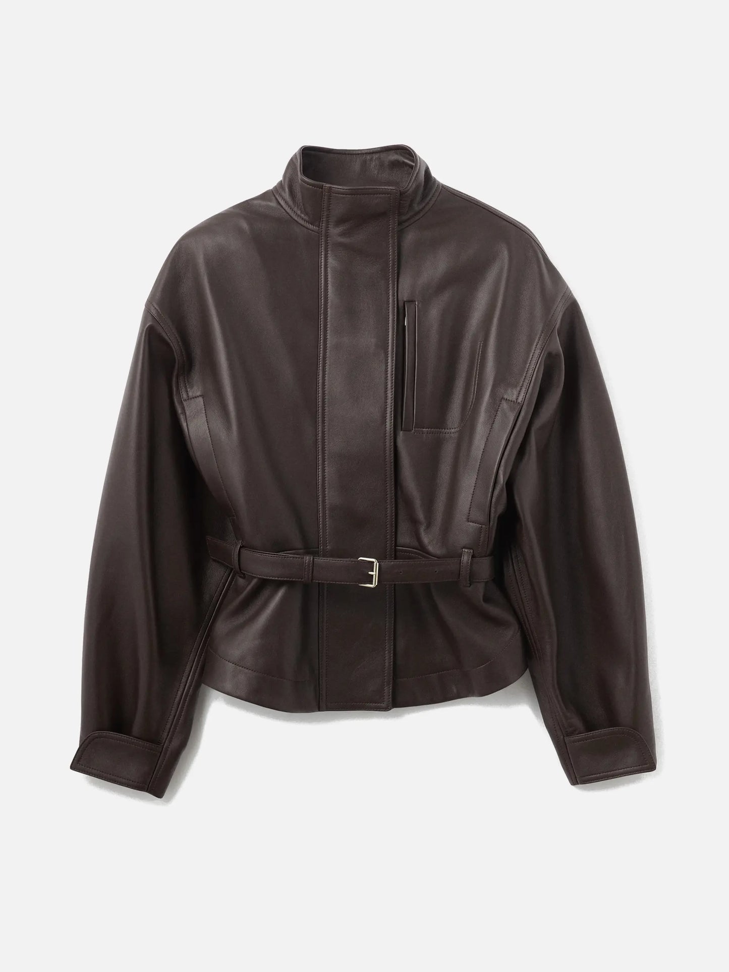 JACQUEMUS - Lederjacke Ciro mit Gürtel für Damen Dunkelbraun - Dark Brown