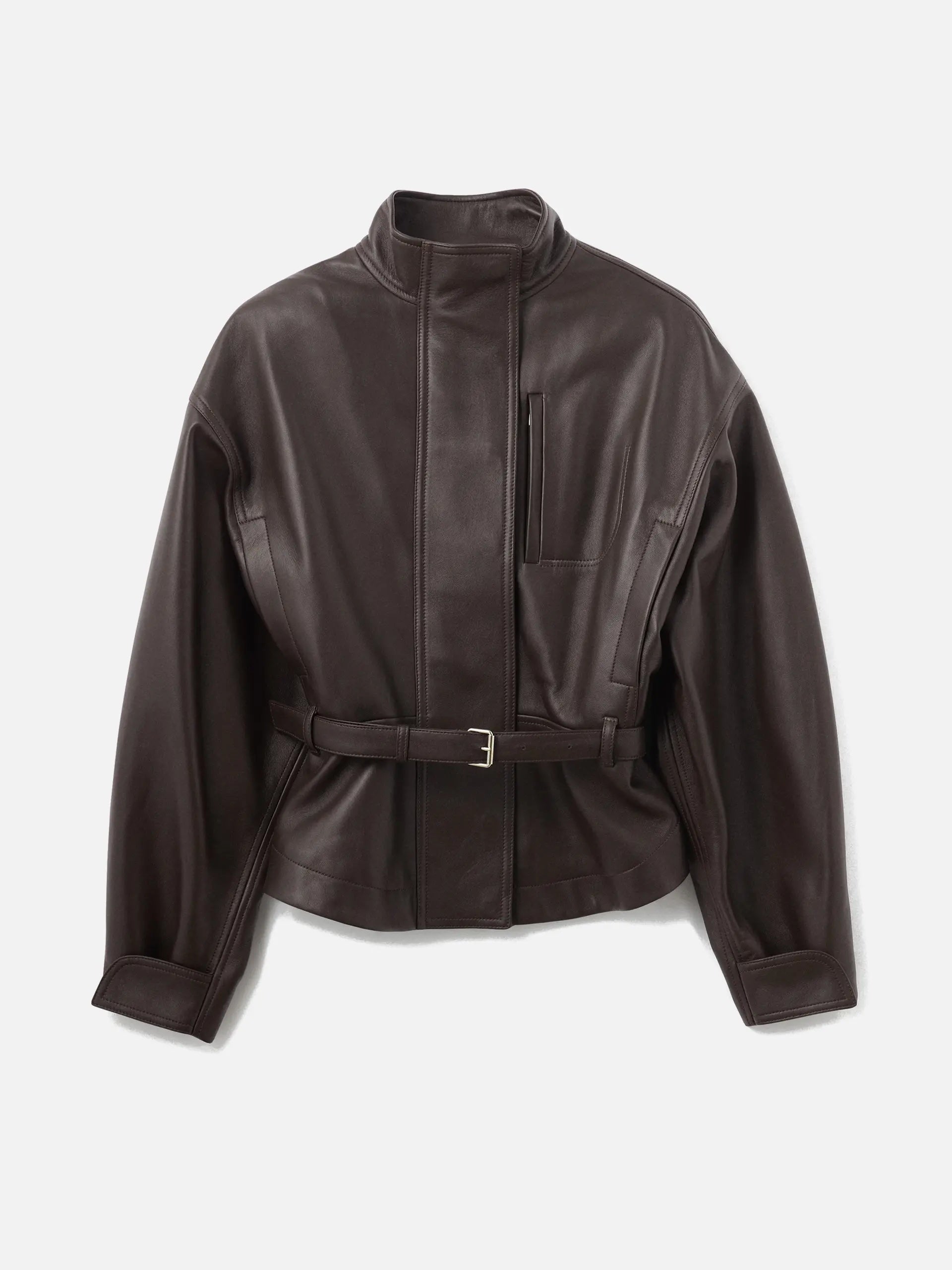 JACQUEMUS - Lederjacke Ciro mit Gürtel für Damen Dunkelbraun - Dark Brown