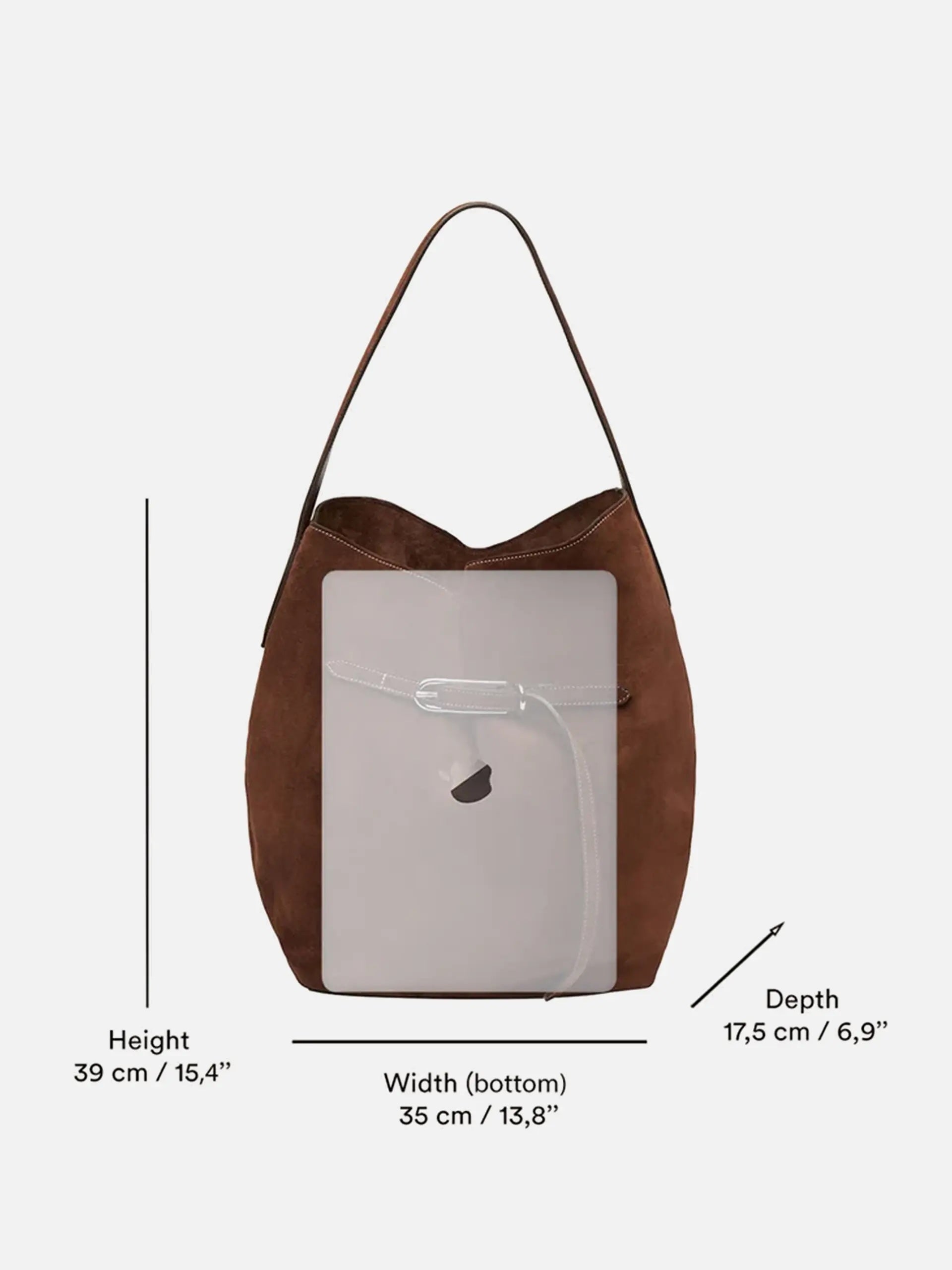 LIFFNER - Tasche Belted Large Bucket Bag Suede Dunkelbraun - Dark Brown