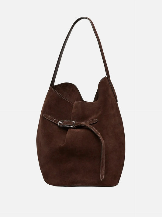 LIFFNER - Tasche Belted Large Bucket Bag Suede Dunkelbraun - Dark Brown