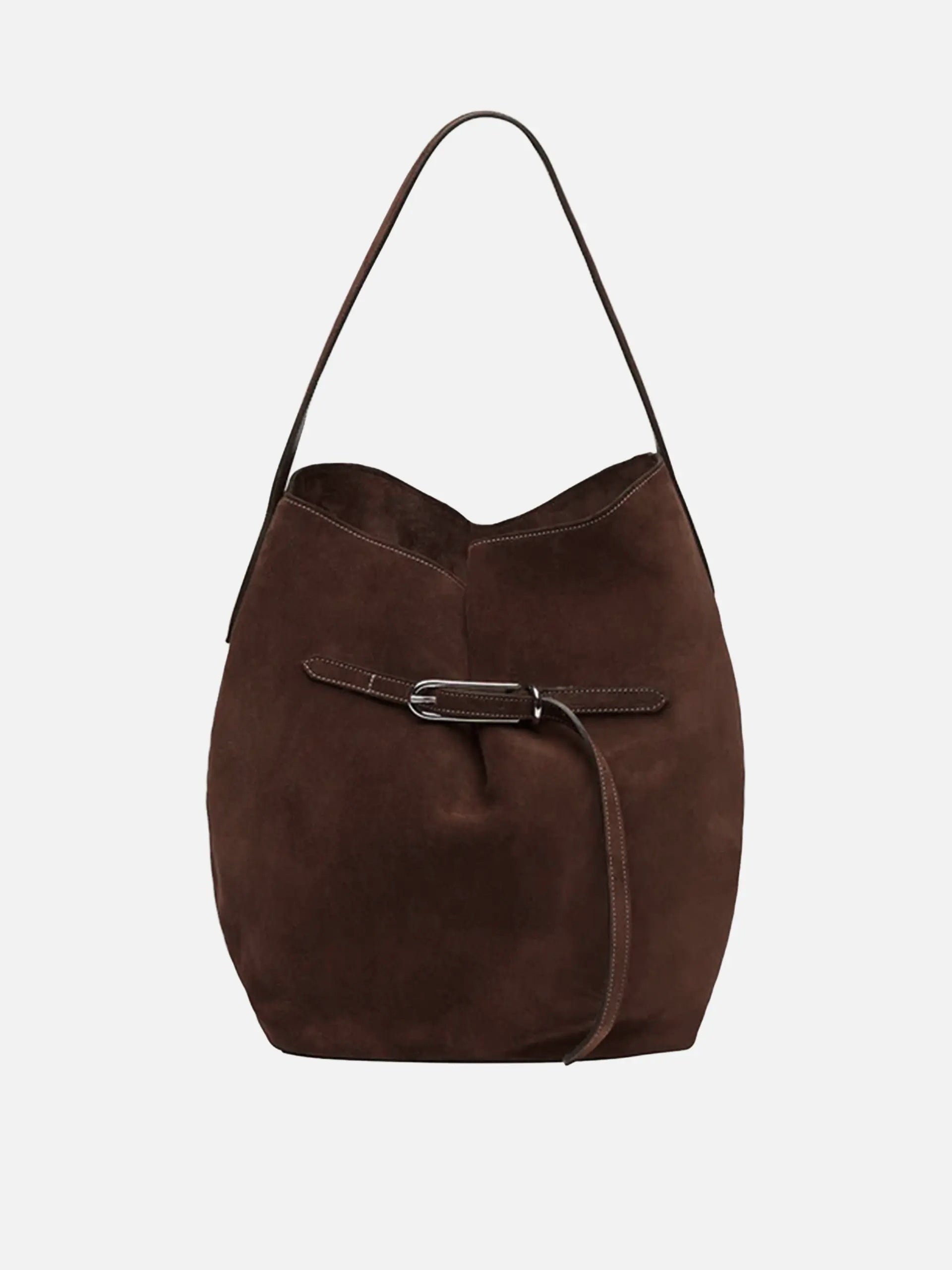 LIFFNER - Tasche Belted Large Bucket Bag Suede Dunkelbraun - Dark Brown