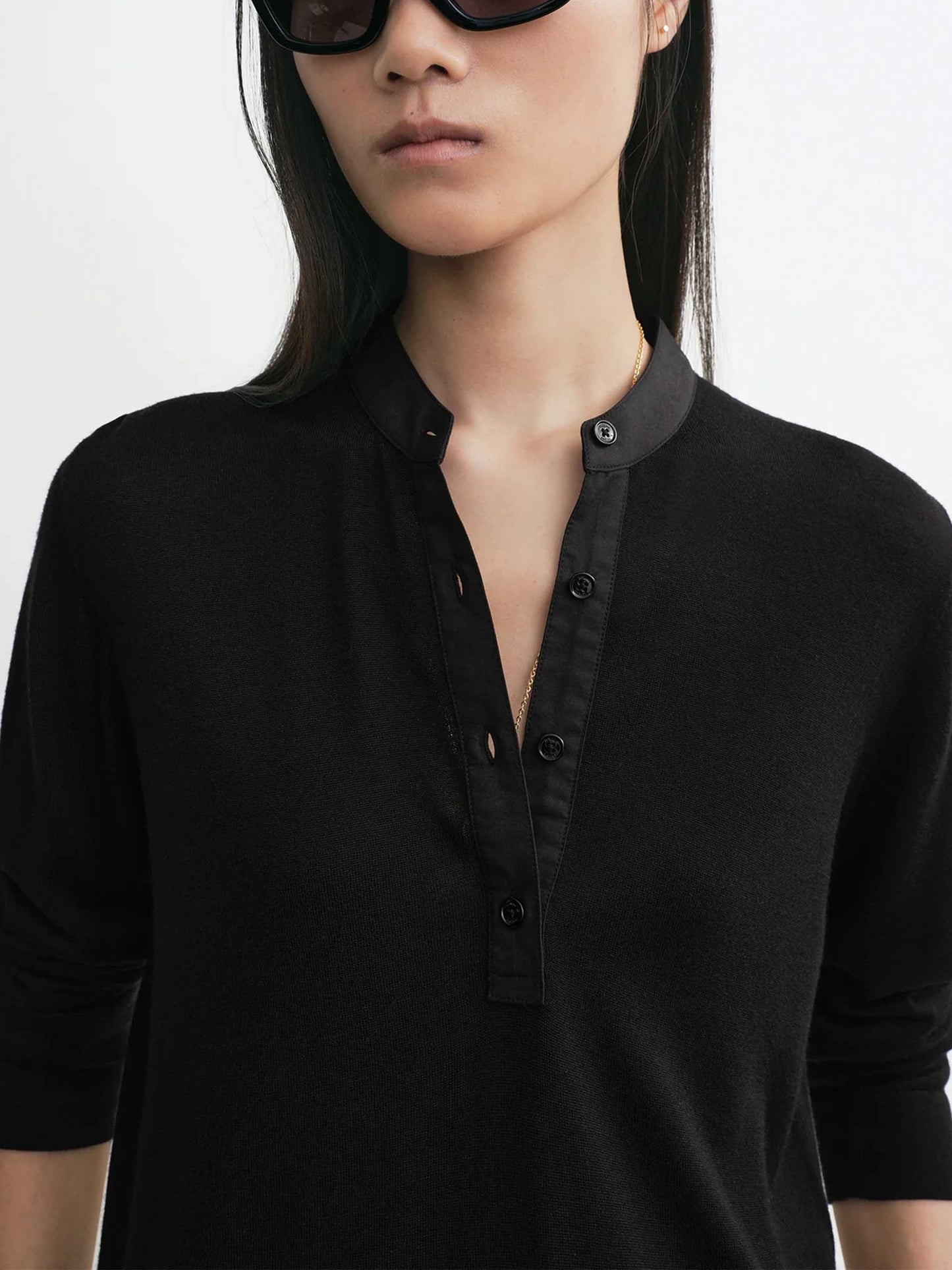 TOTEME - Strick-Top mit Halbknopfleiste für Damen Schwarz - Black