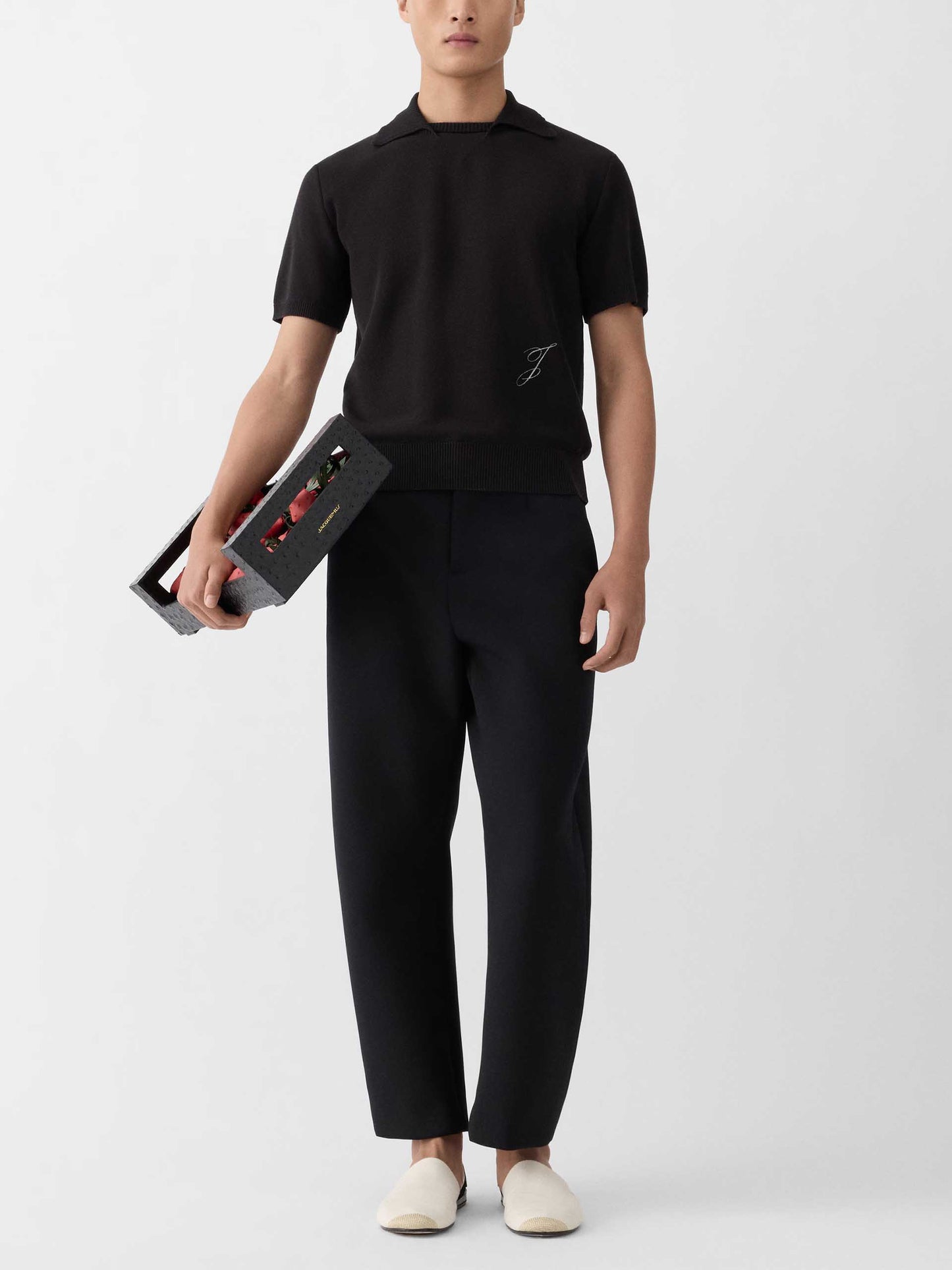 JACQUEMUS - Polopullover mit "J"-Stickerei für Herren Schwarz - Black