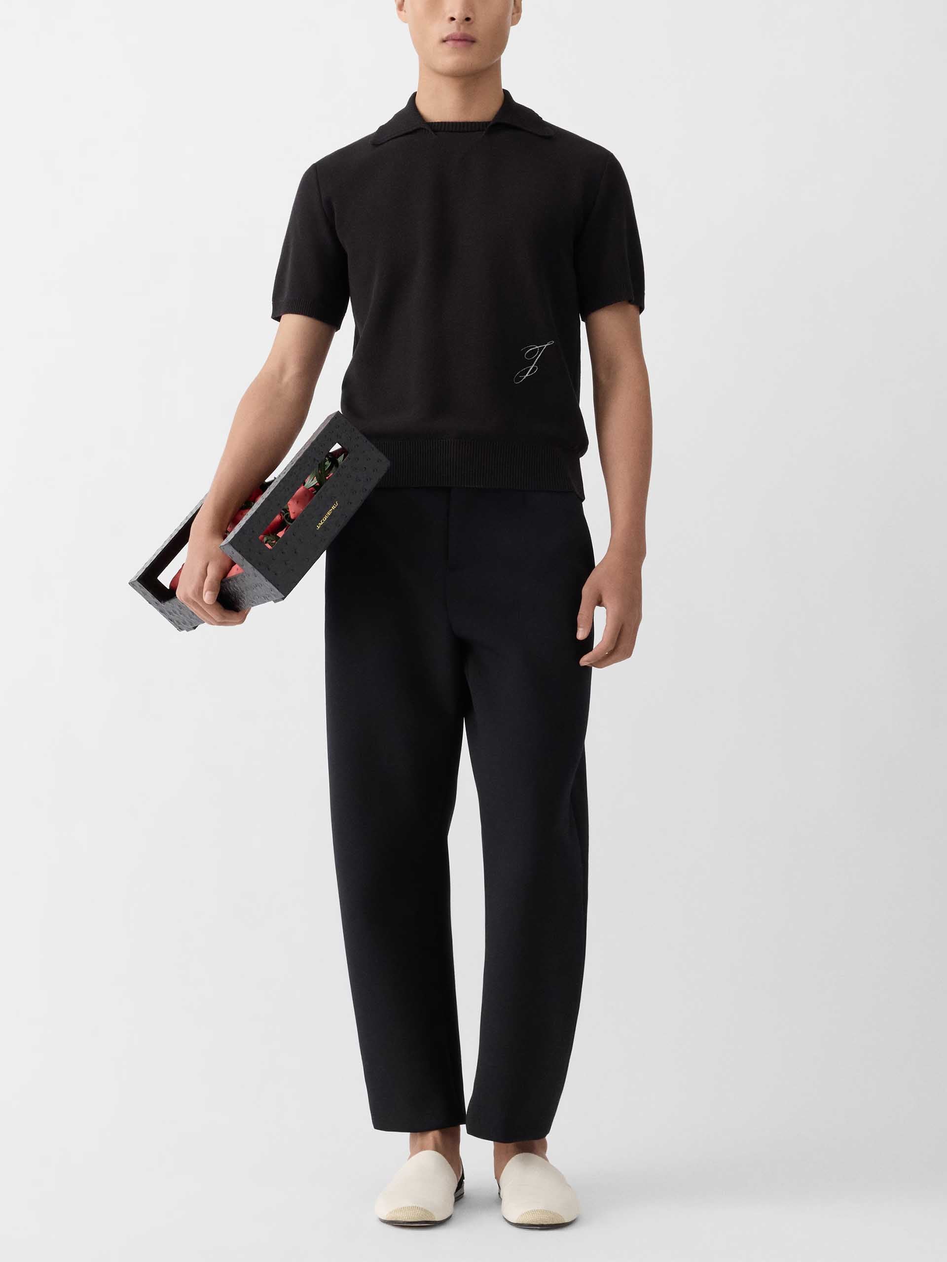 JACQUEMUS - Polopullover mit "J"-Stickerei für Herren Schwarz - Black