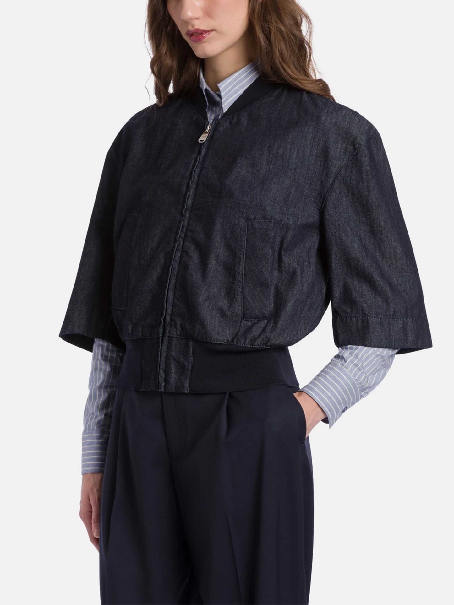DONDUP - Bomberjacke aus Rigid-Denim für Damen Dunkelblau - Dark blue rinse