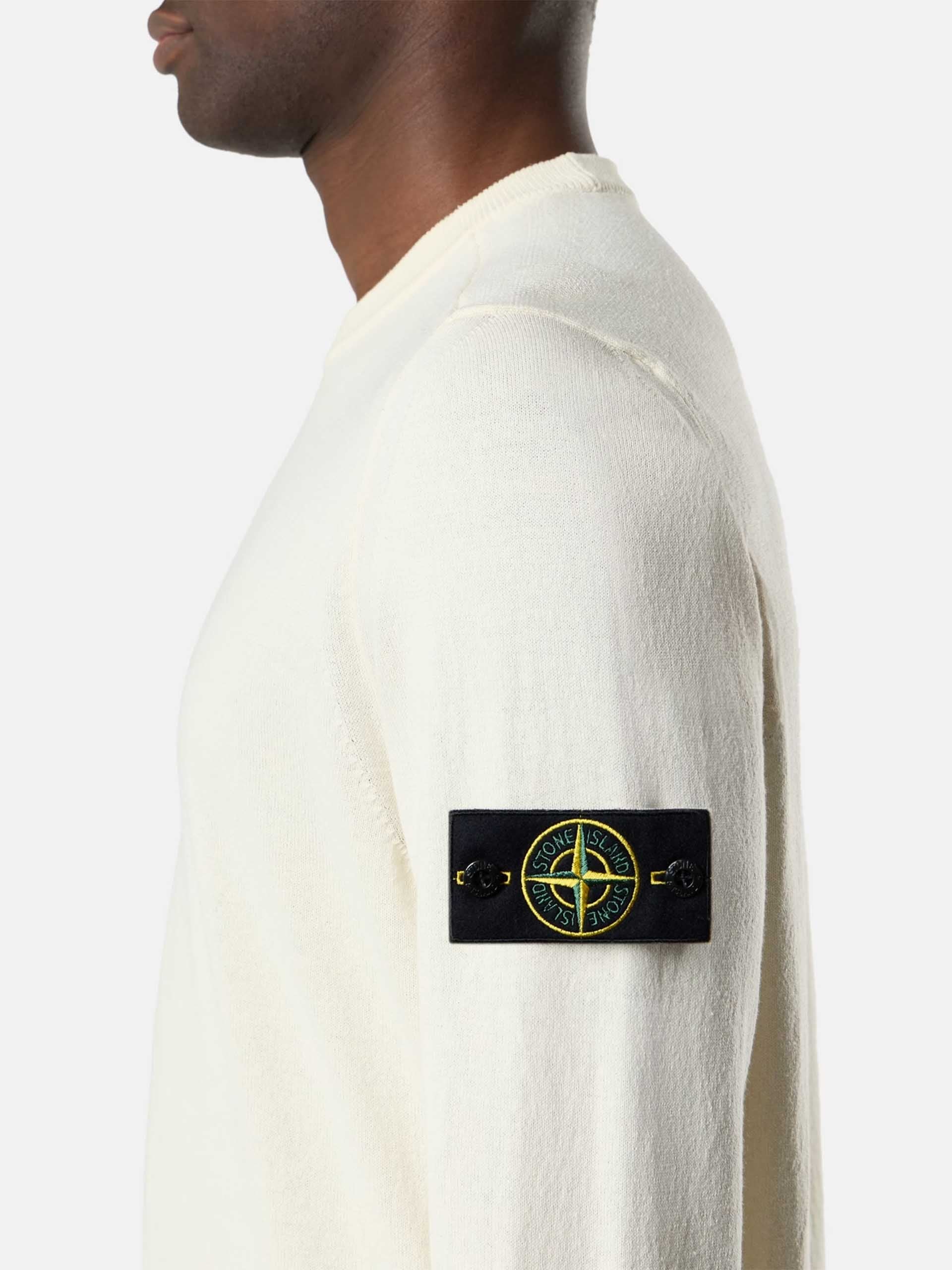 STONE ISLAND - Strickpullover aus Bio-Baumwolle für Herren Ecru
