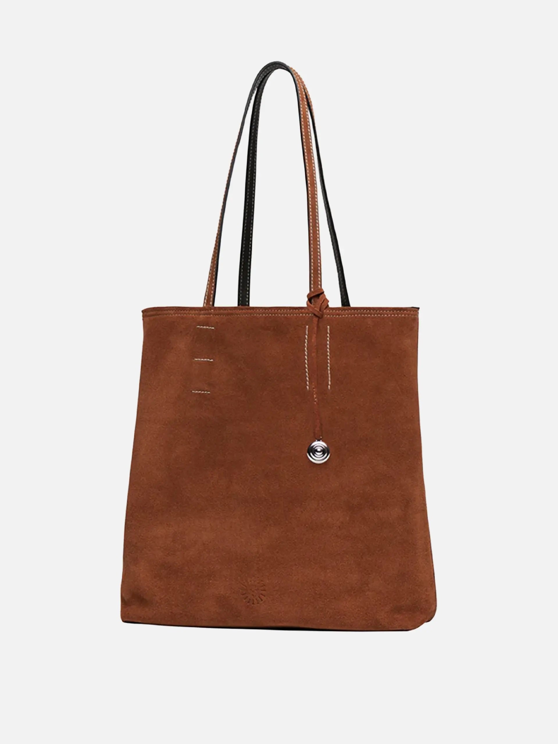 LIFFNER - Tote Bag Paper aus Veloursleder Cognac Braun Brown Saddle