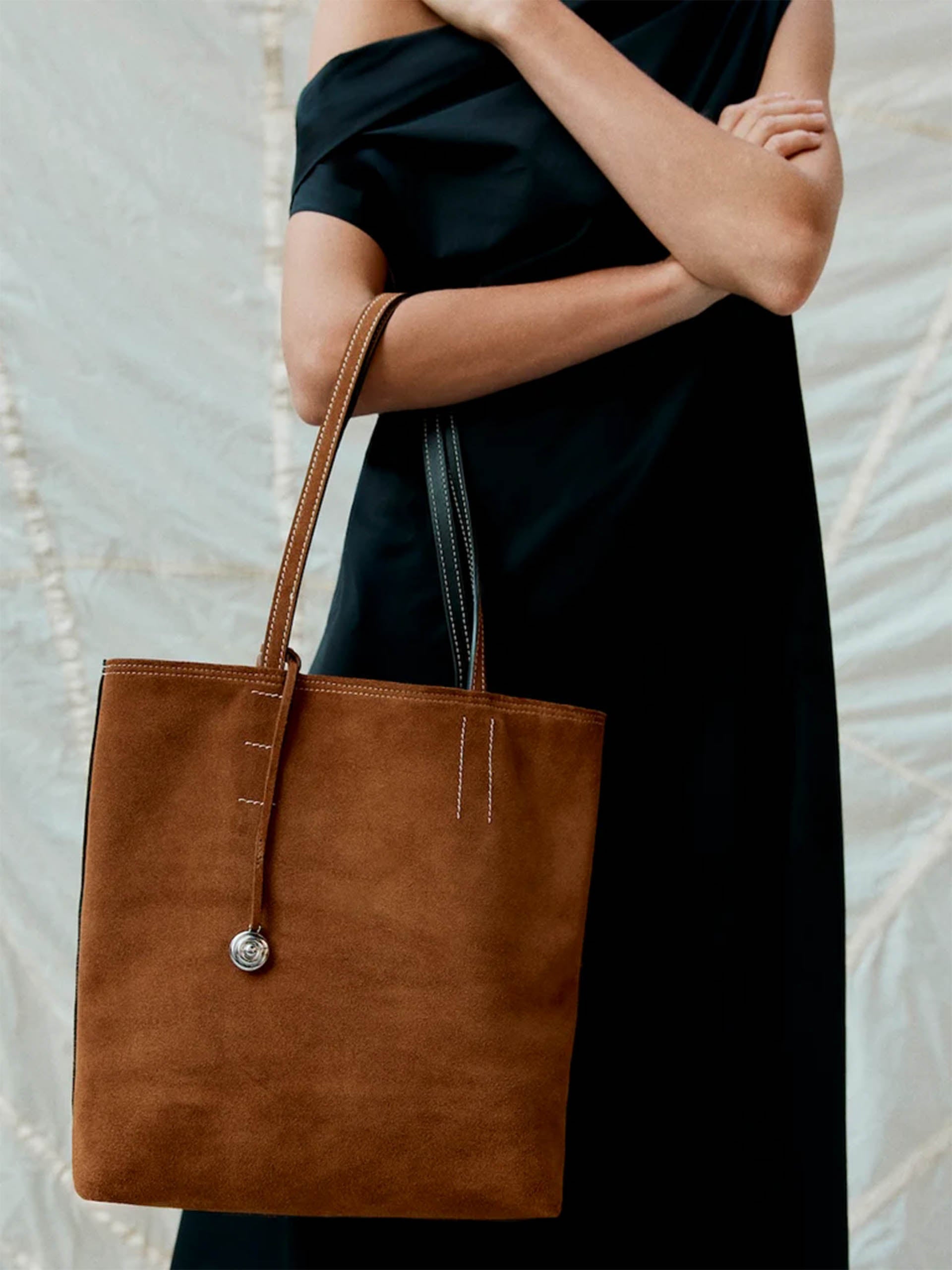 LIFFNER - Tote Bag Paper aus Veloursleder Cognac Braun Brown Saddle