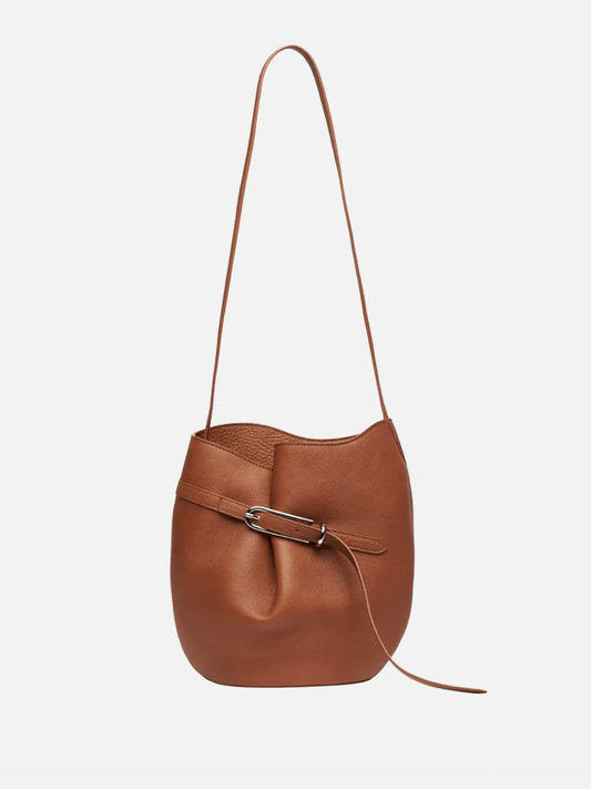 LIFFNER - Bucket Bag Medium aus Leder Cognac Braun Saddle Brown