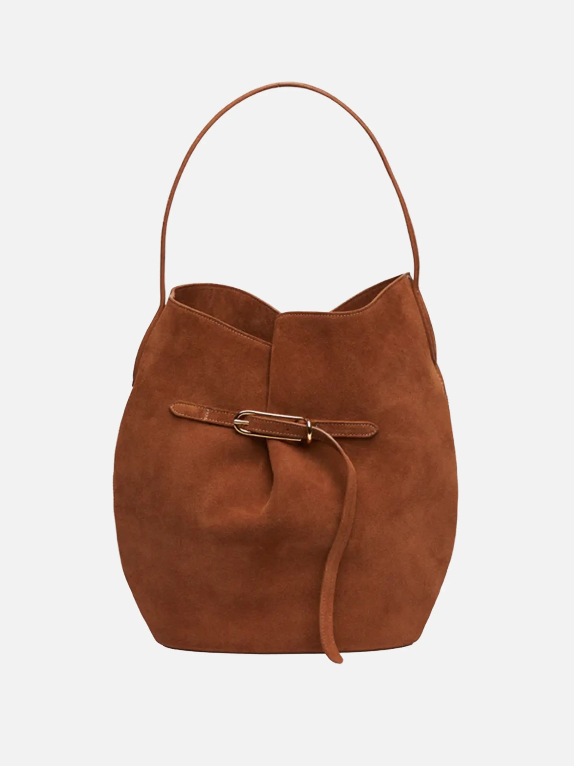 LIFFNER - Bucket Bag Large aus Veloursleder Cognac-Braun Saddle Brown