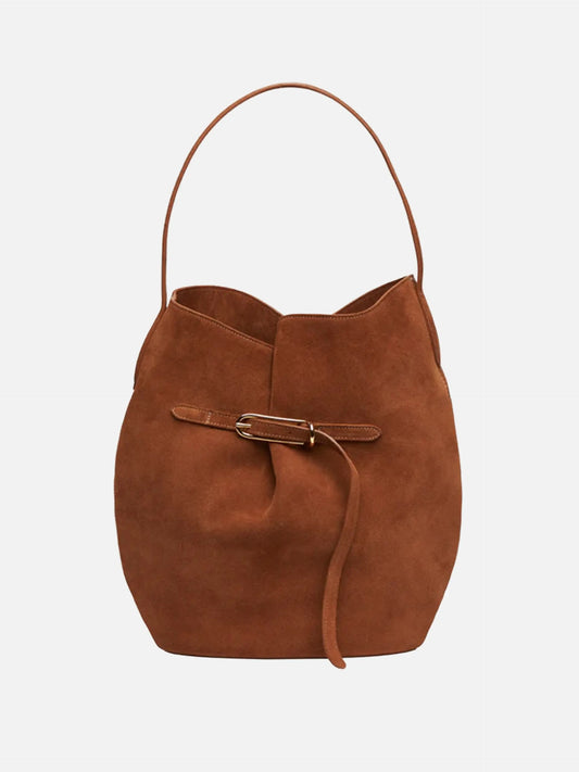 LIFFNER - Bucket Bag Large aus Veloursleder Cognac-Braun Saddle Brown