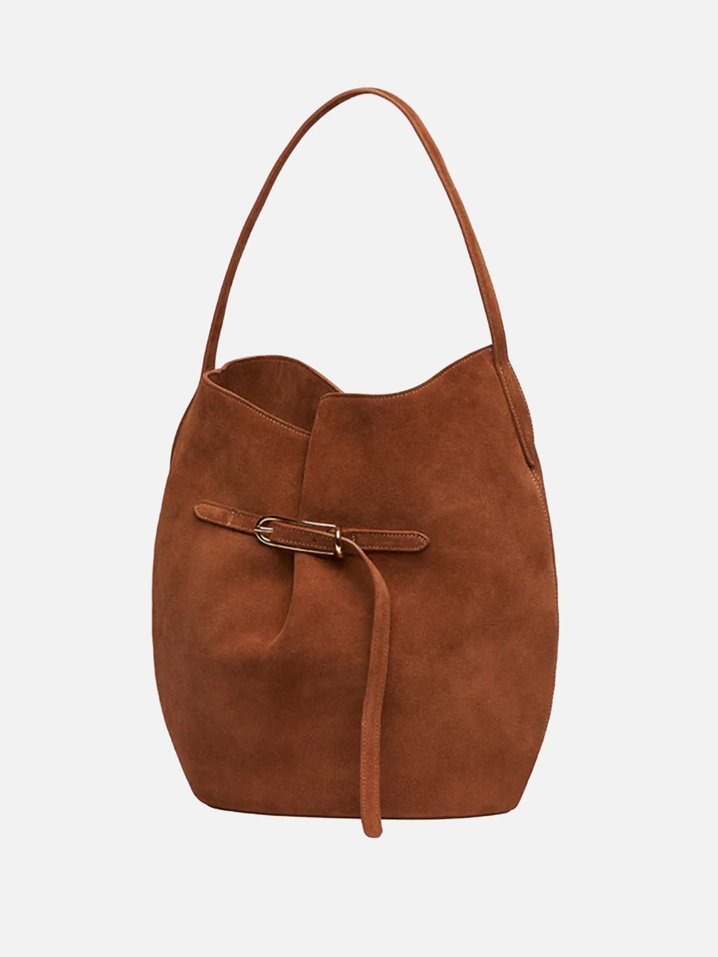 LIFFNER - Bucket Bag Large aus Veloursleder Cognac-Braun Saddle Brown