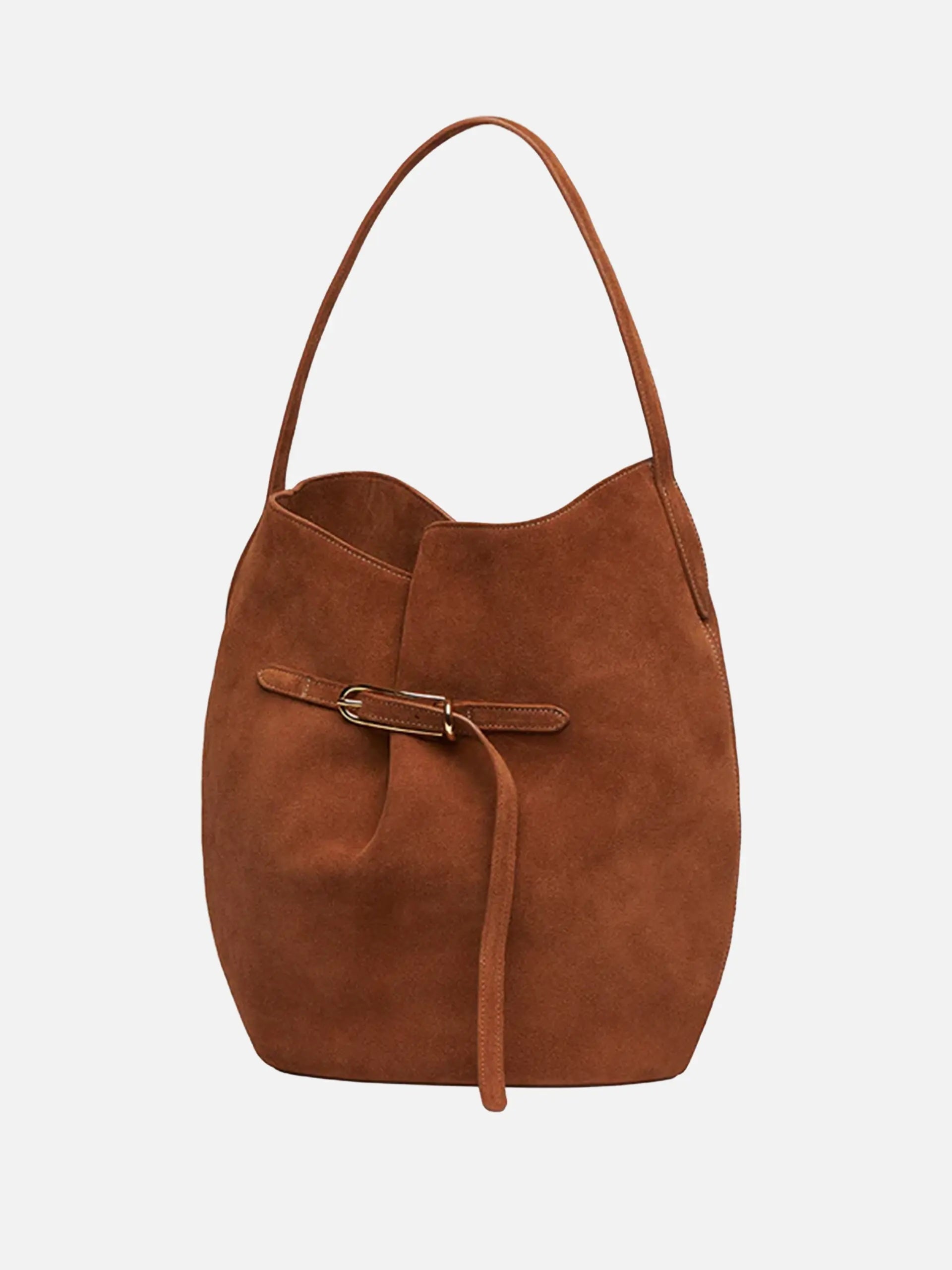 LIFFNER - Bucket Bag Large aus Veloursleder Cognac-Braun Saddle Brown