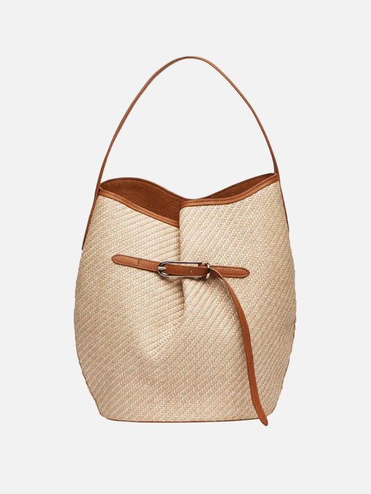 LIFFNER - Bucket Bag Large aus Raffia Beige