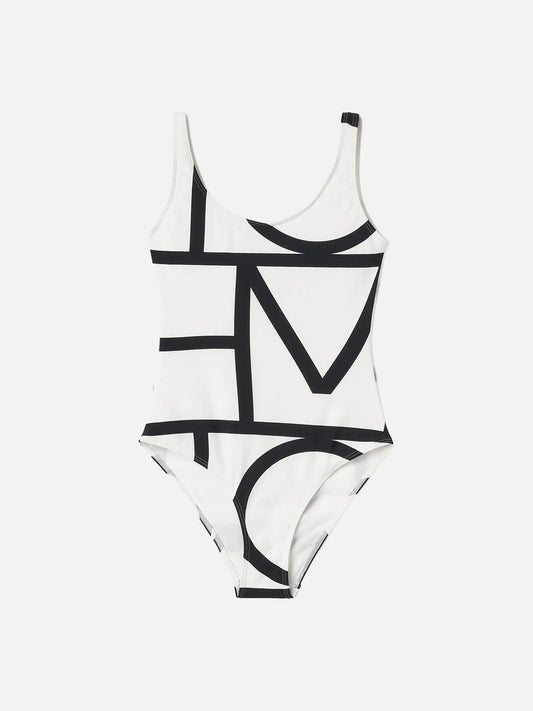 TOTEME - Monogramm-Badeanzug für Damen Weiß Schwarz Tofu Black
