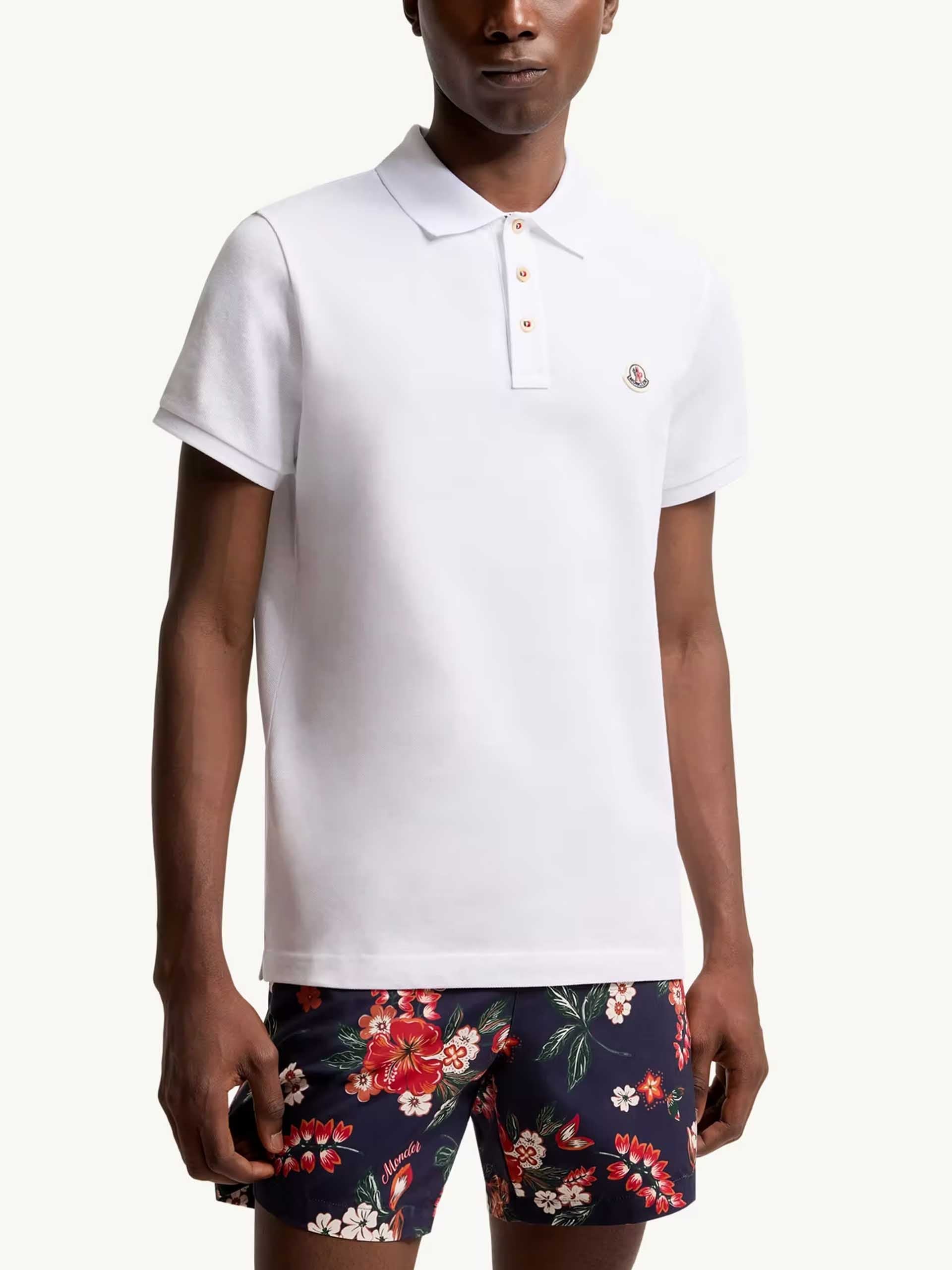 MONCLER - Poloshirt mit Logo-Patch für Herren Weiß - White
