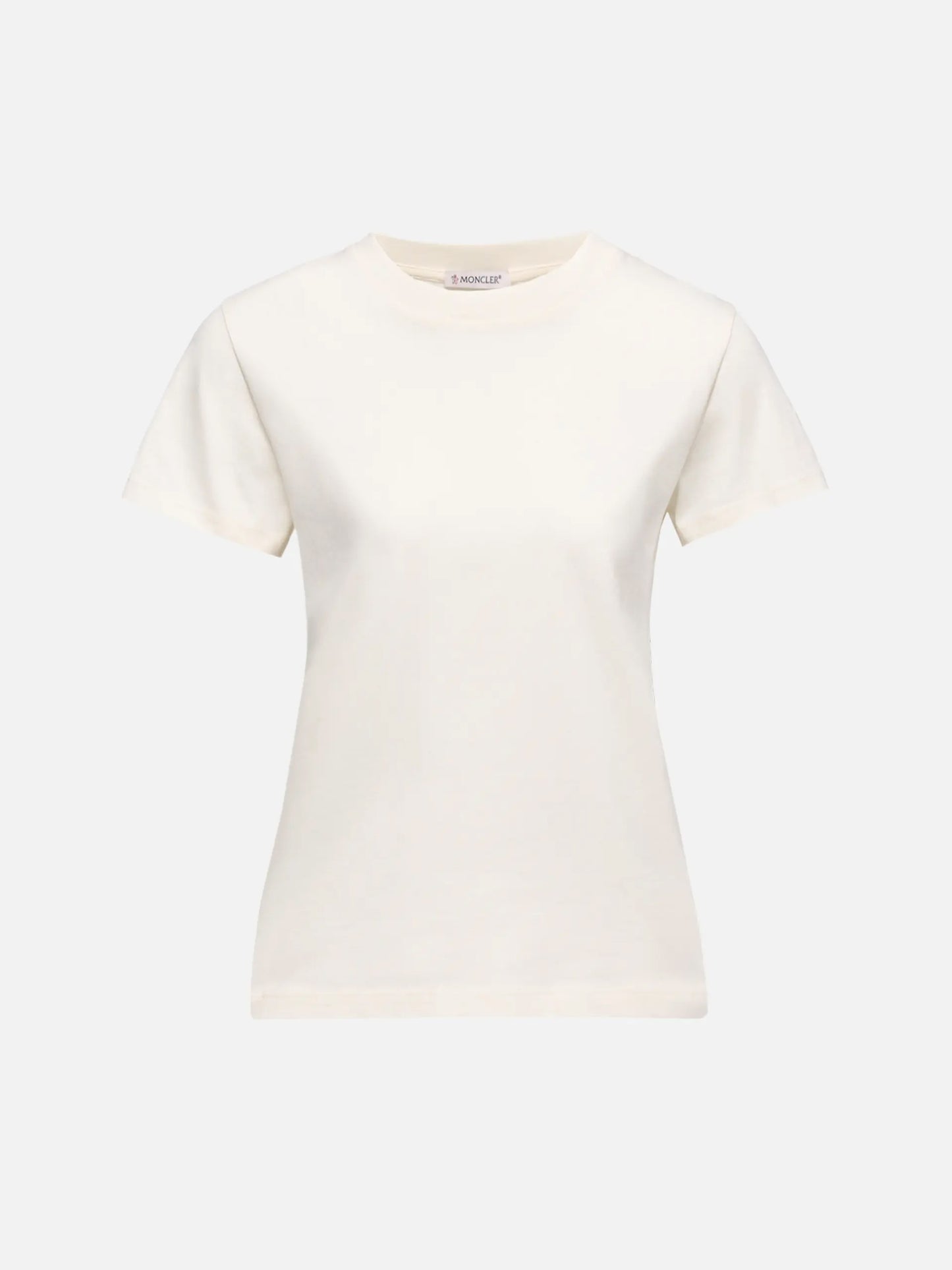 MONCLER - T-Shirt mit Logo-Stickerei für Damen Cremeweiß - Cream white