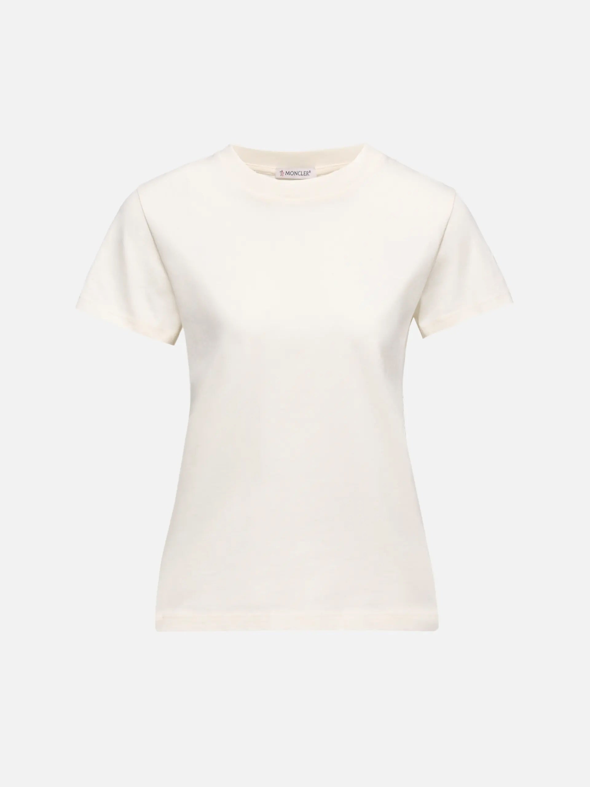 MONCLER - T-Shirt mit Logo-Stickerei für Damen Cremeweiß - Cream white