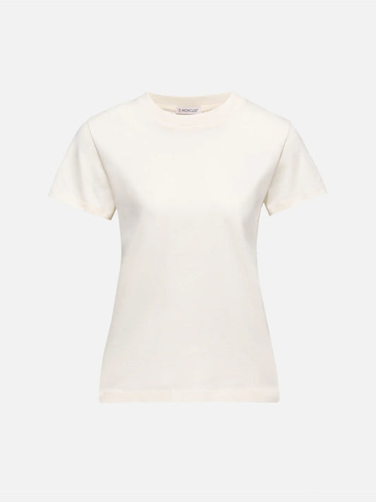 MONCLER - T-Shirt mit Logo-Stickerei für Damen Cremeweiß - Cream white