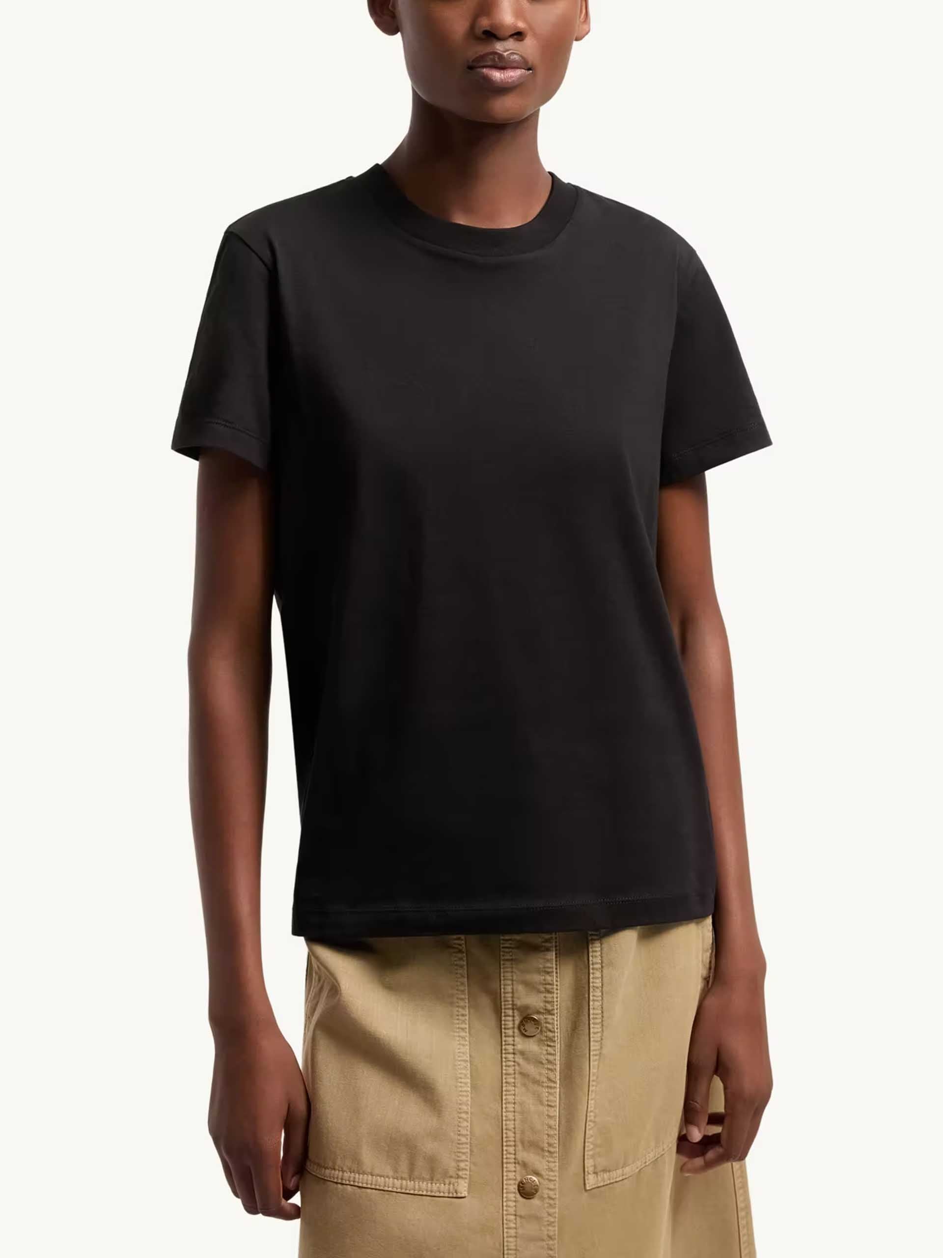 MONCLER - T-Shirt mit Logo-Stickerei für Damen Schwarz - Black