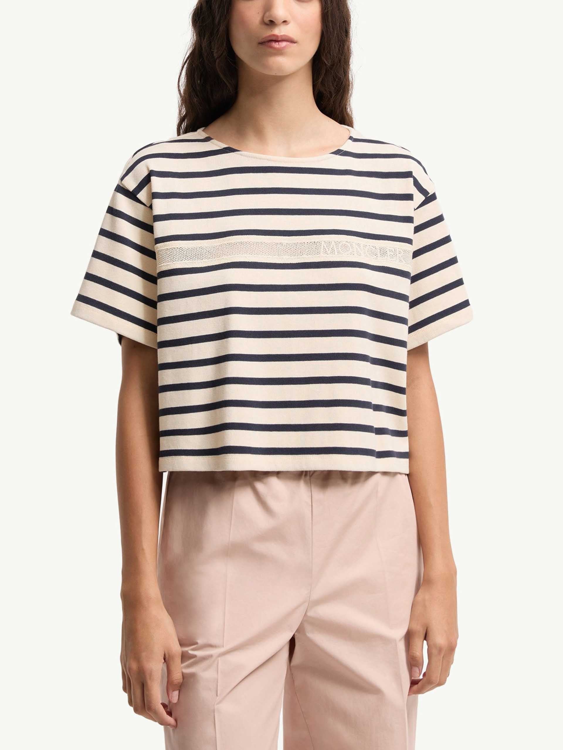 MONCLER - Gestreiftes Cropped-T-Shirt für Damen