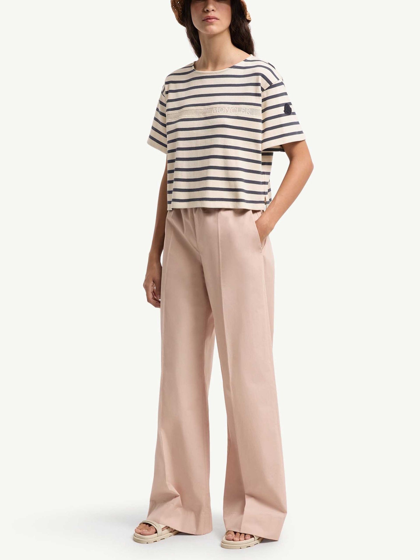 MONCLER - Gestreiftes Cropped-T-Shirt für Damen