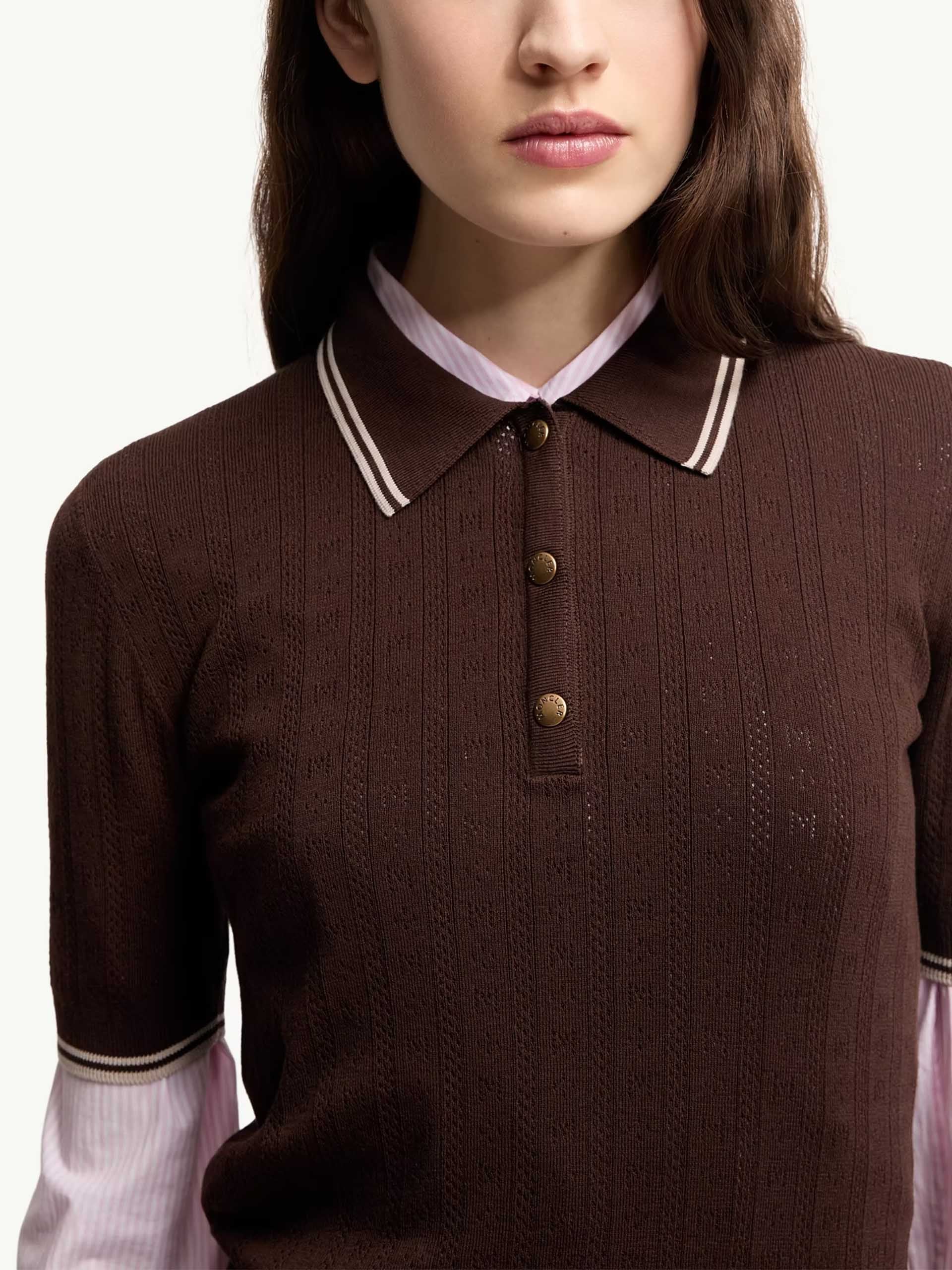 MONCLER - Strick-Polo mit Logo-Muster für Damen