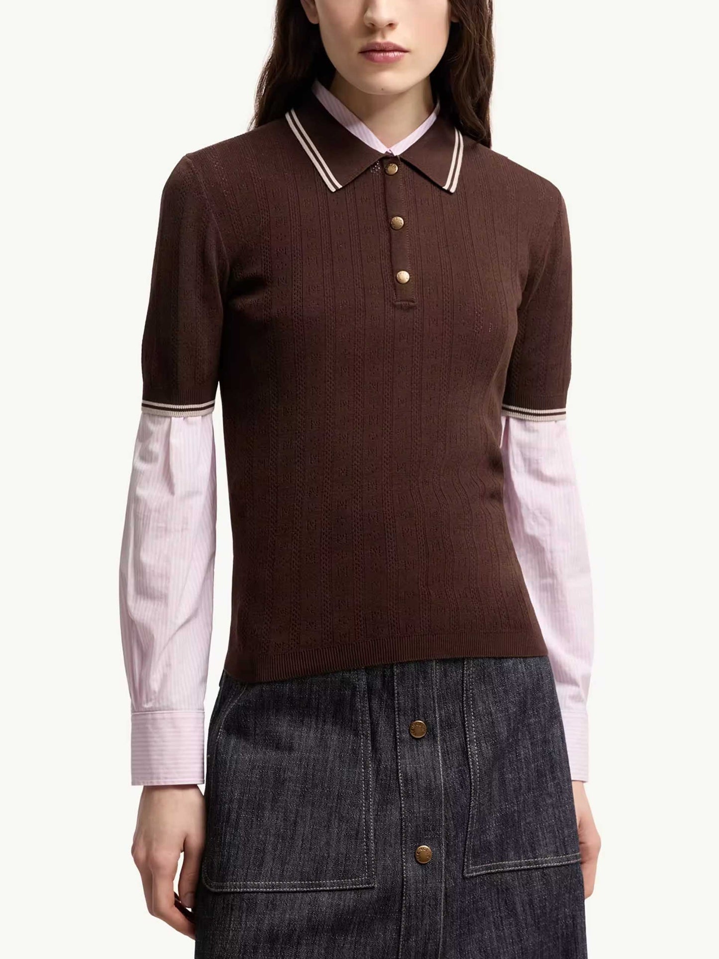 MONCLER - Strick-Polo mit Logo-Muster für Damen