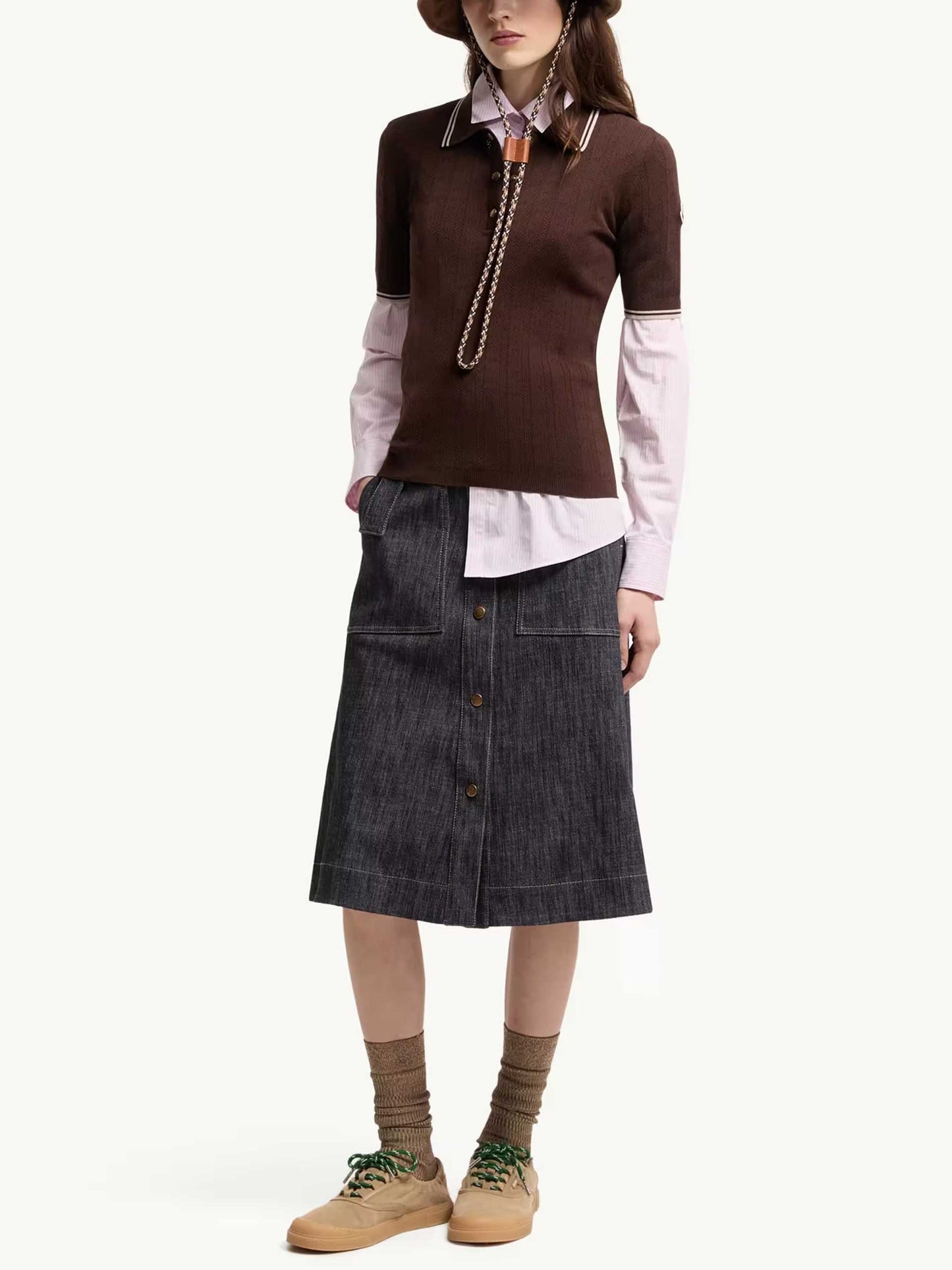 MONCLER - Strick-Polo mit Logo-Muster für Damen