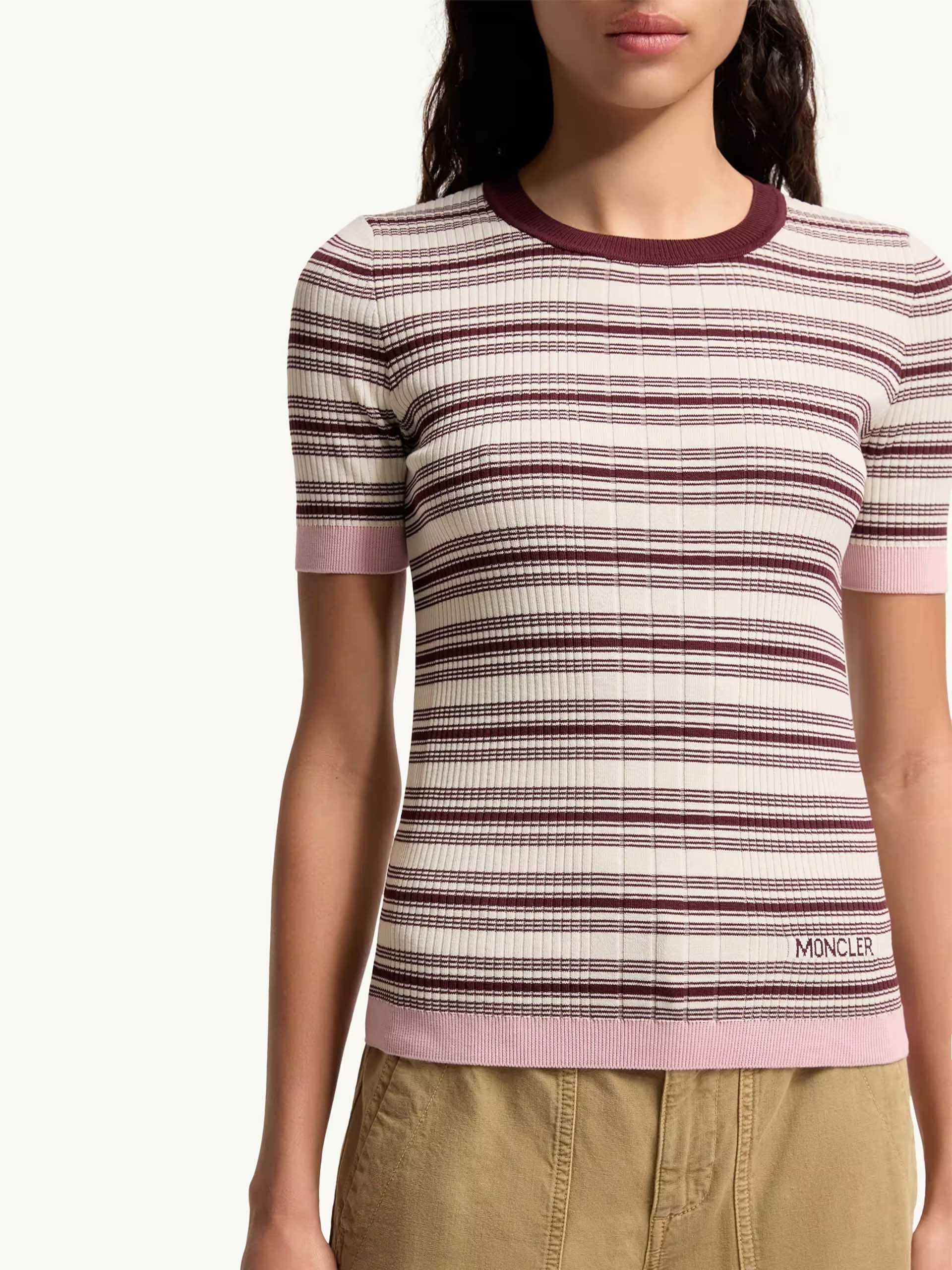 MONCLER - Gestreiftes Strick-T-Shirt für Damen