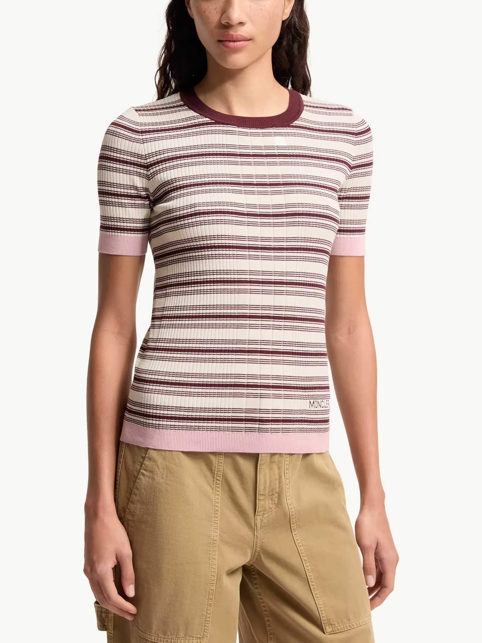 MONCLER - Gestreiftes Strick-T-Shirt für Damen