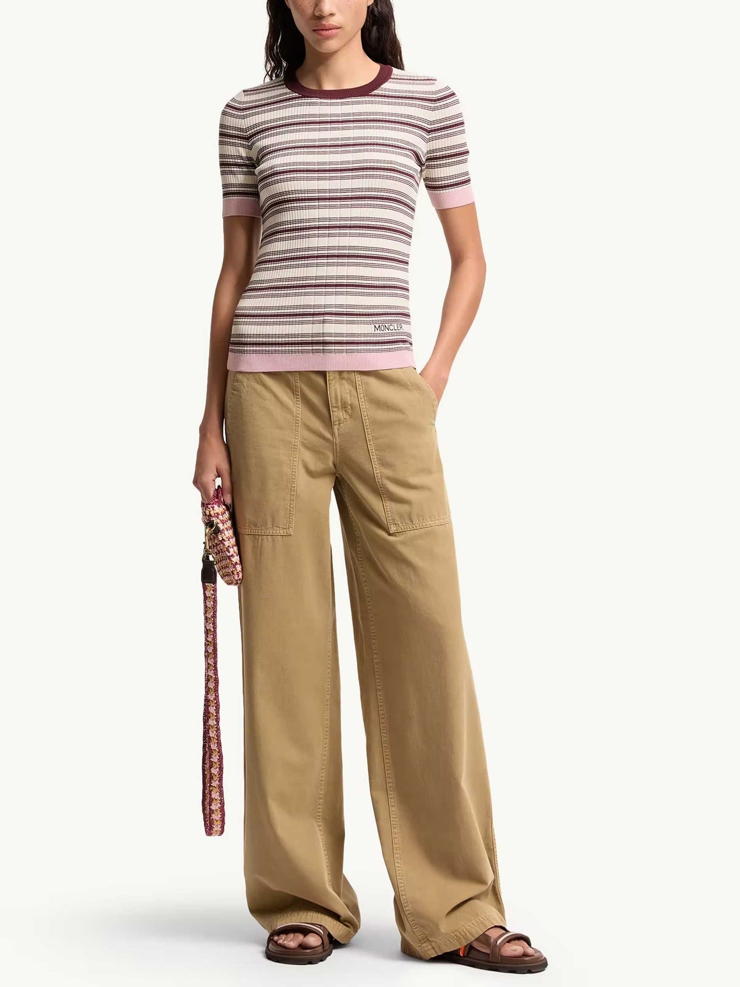 MONCLER - Gestreiftes Strick-T-Shirt für Damen