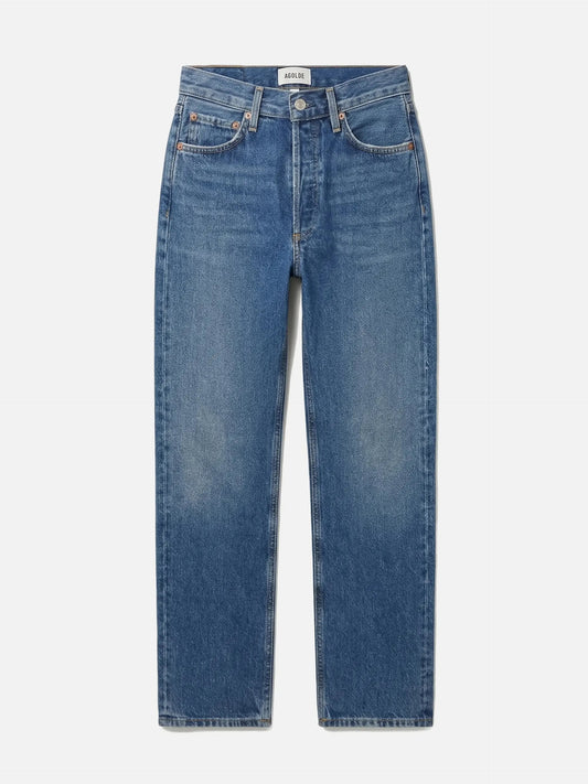 AGOLDE - 90's Mid-Rise Straight Jeans für Damen Blau - Blue Bounty