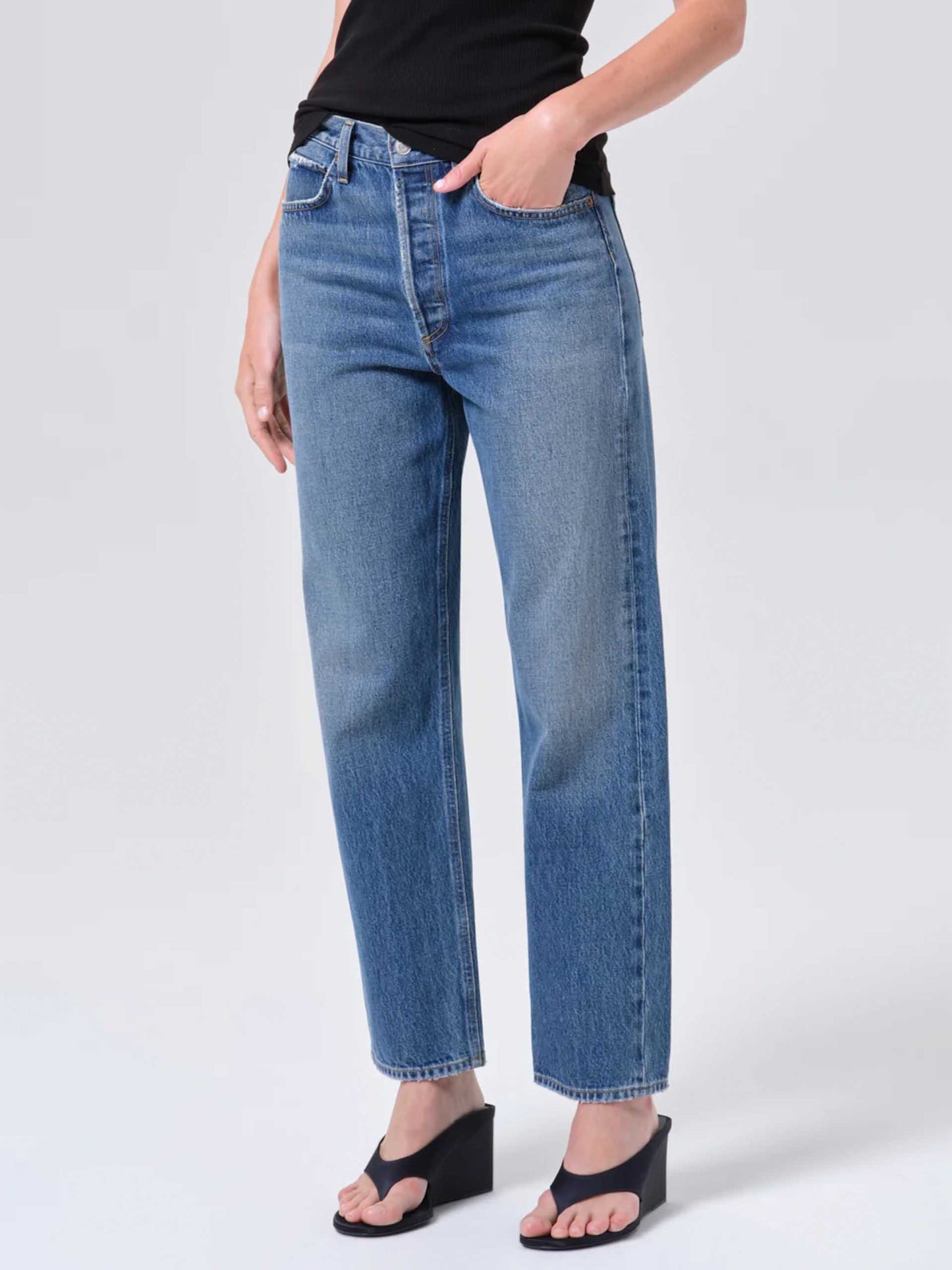 AGOLDE - 90's Mid-Rise Straight Jeans für Damen Blau - Blue