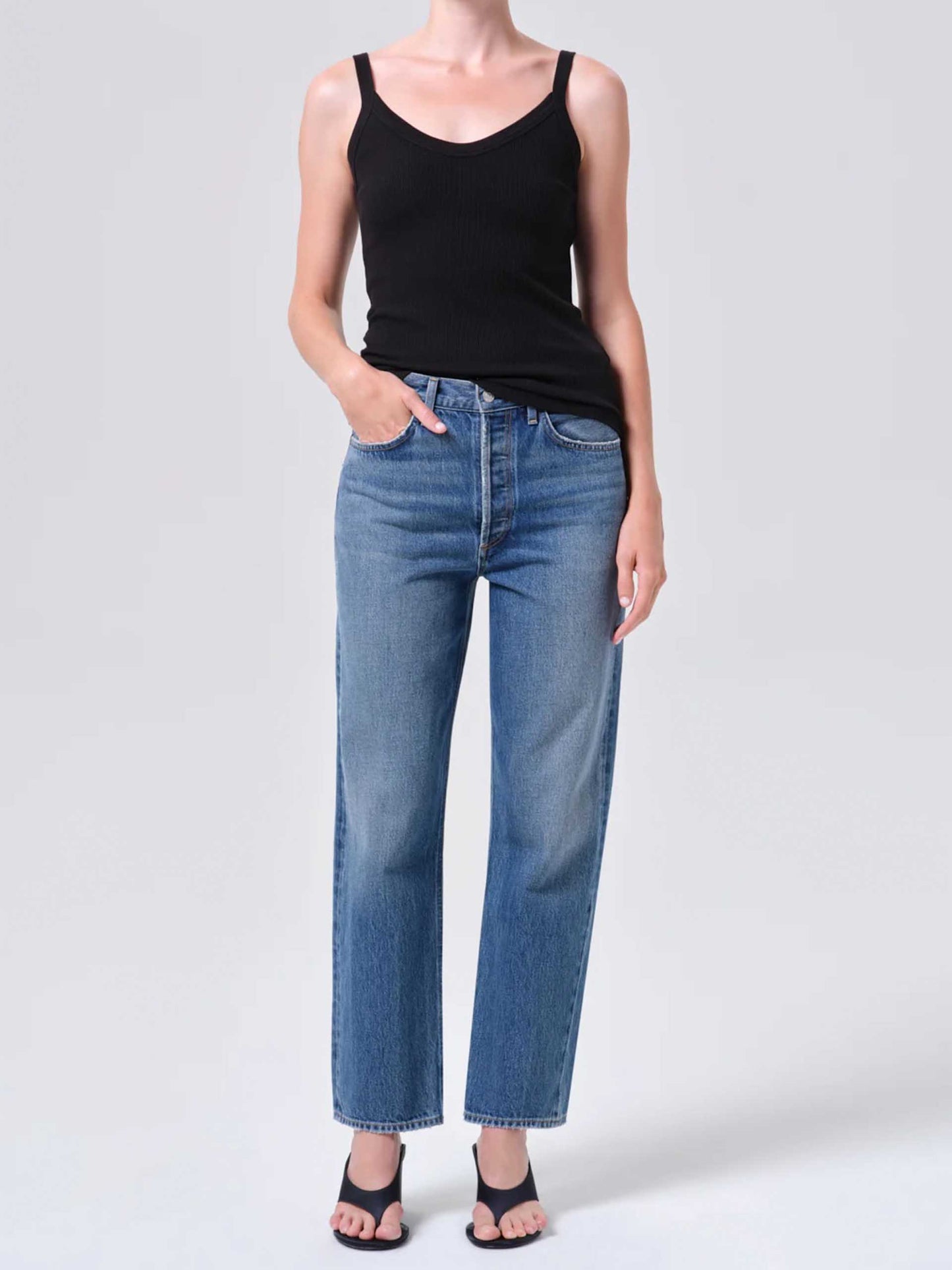 AGOLDE - 90's Mid-Rise Straight Jeans für Damen Blau - Blue