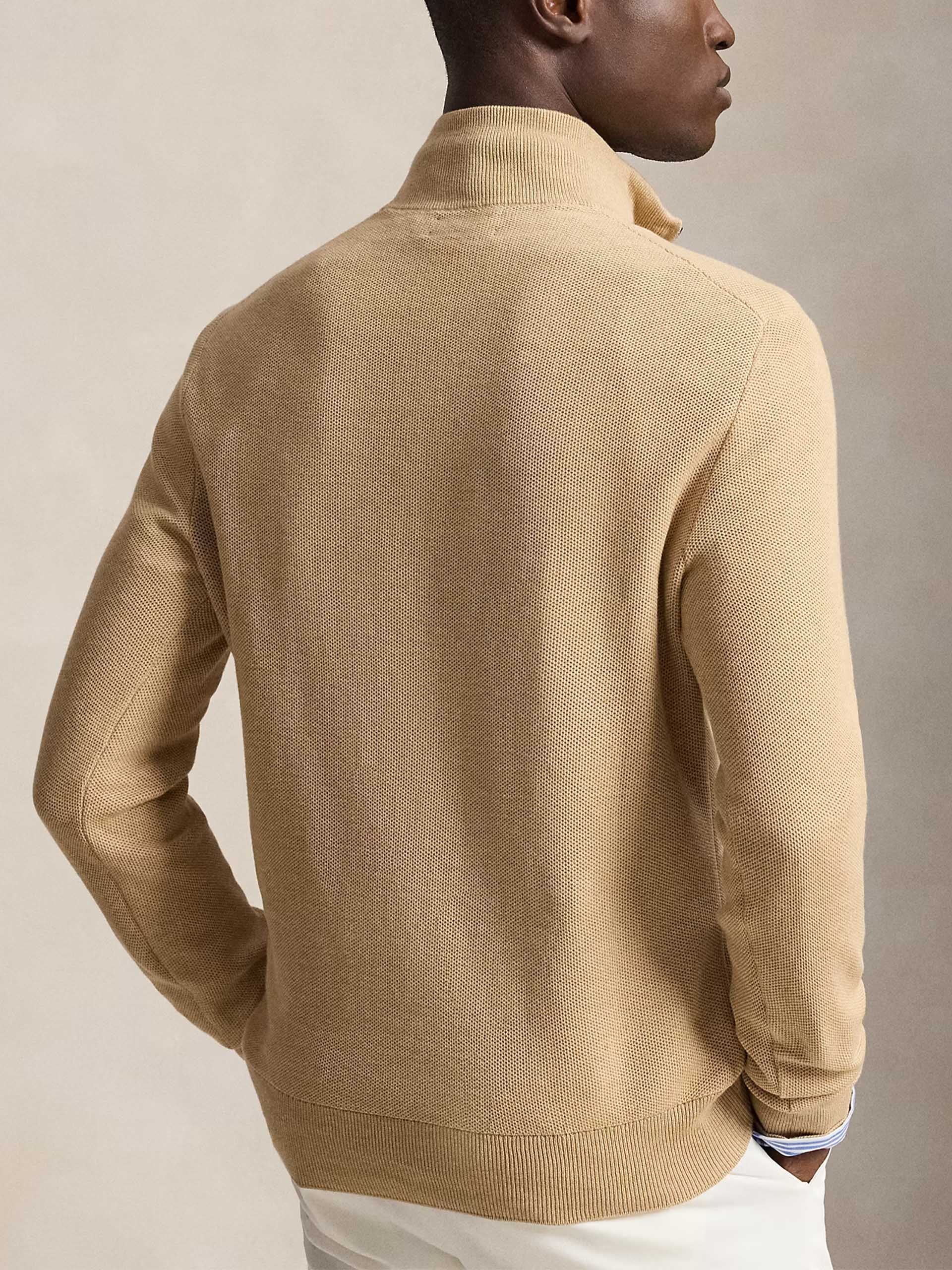 POLO RALPH LAUREN - Quarter-Zip Pullover aus Baumwollpiqué für Herren Camel Beige