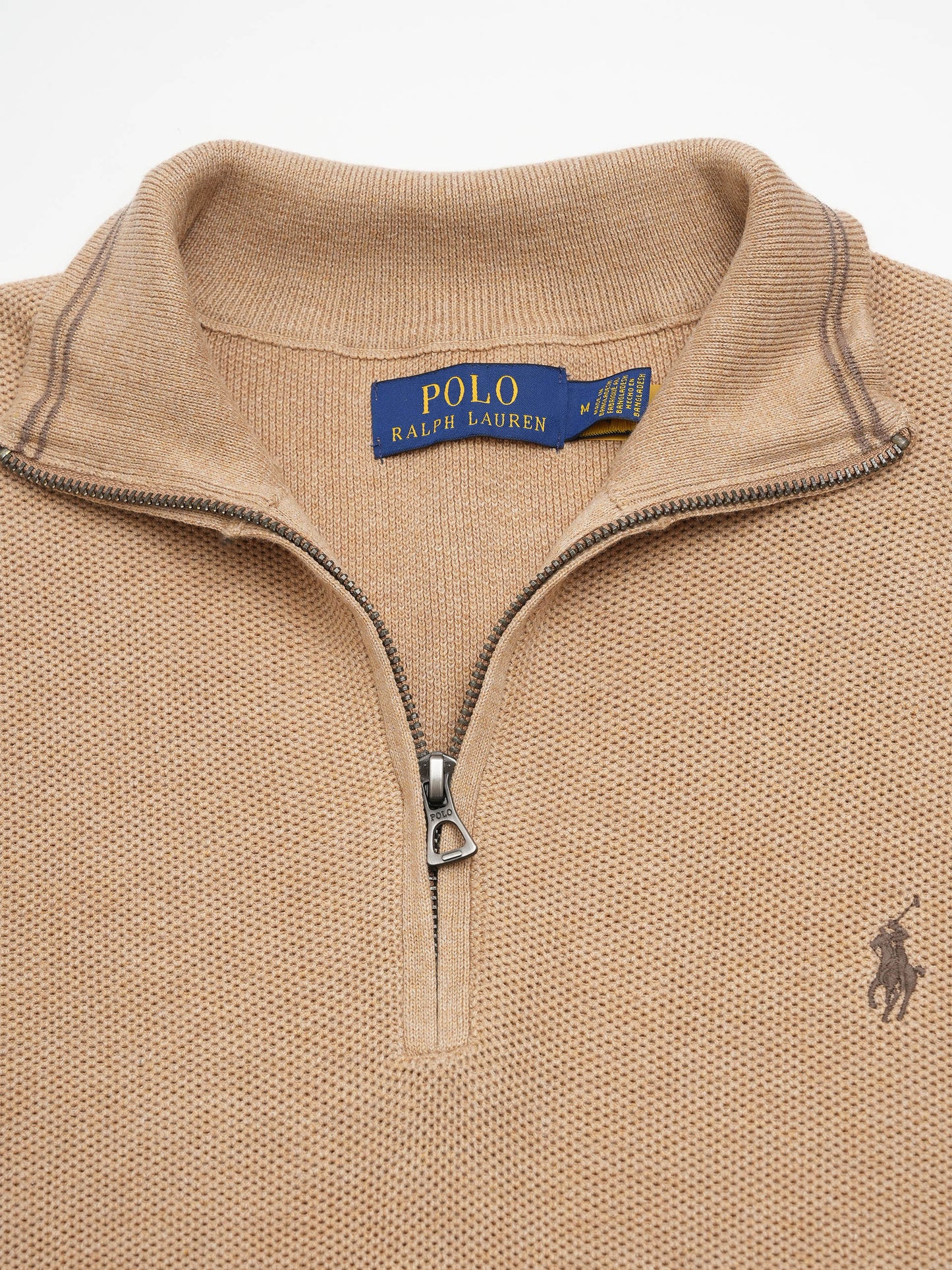 POLO RALPH LAUREN - Quarter-Zip Pullover aus Baumwollpiqué für Herren Camel Beige
