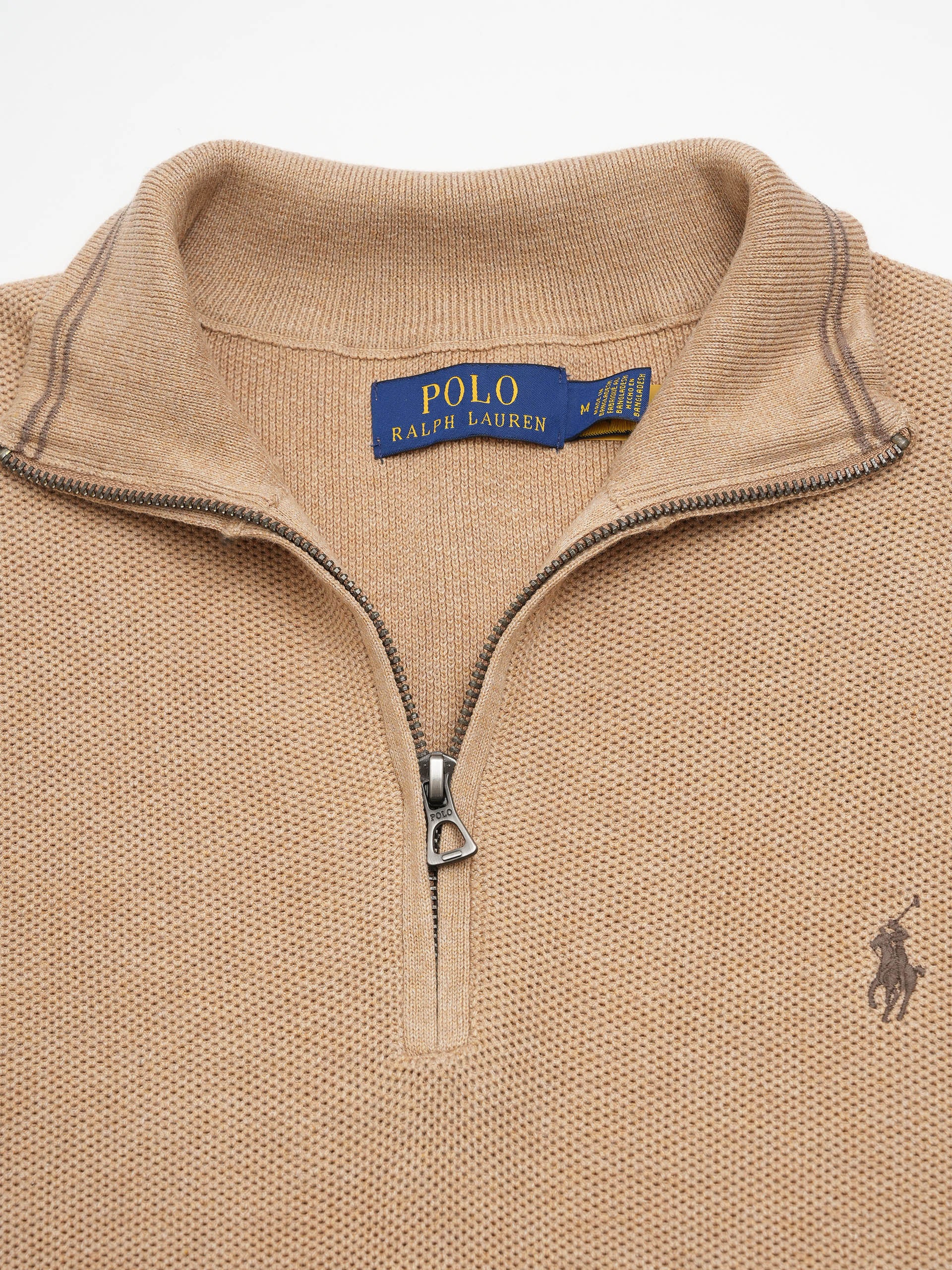 POLO RALPH LAUREN - Quarter-Zip Pullover aus Baumwollpiqué für Herren Camel Beige