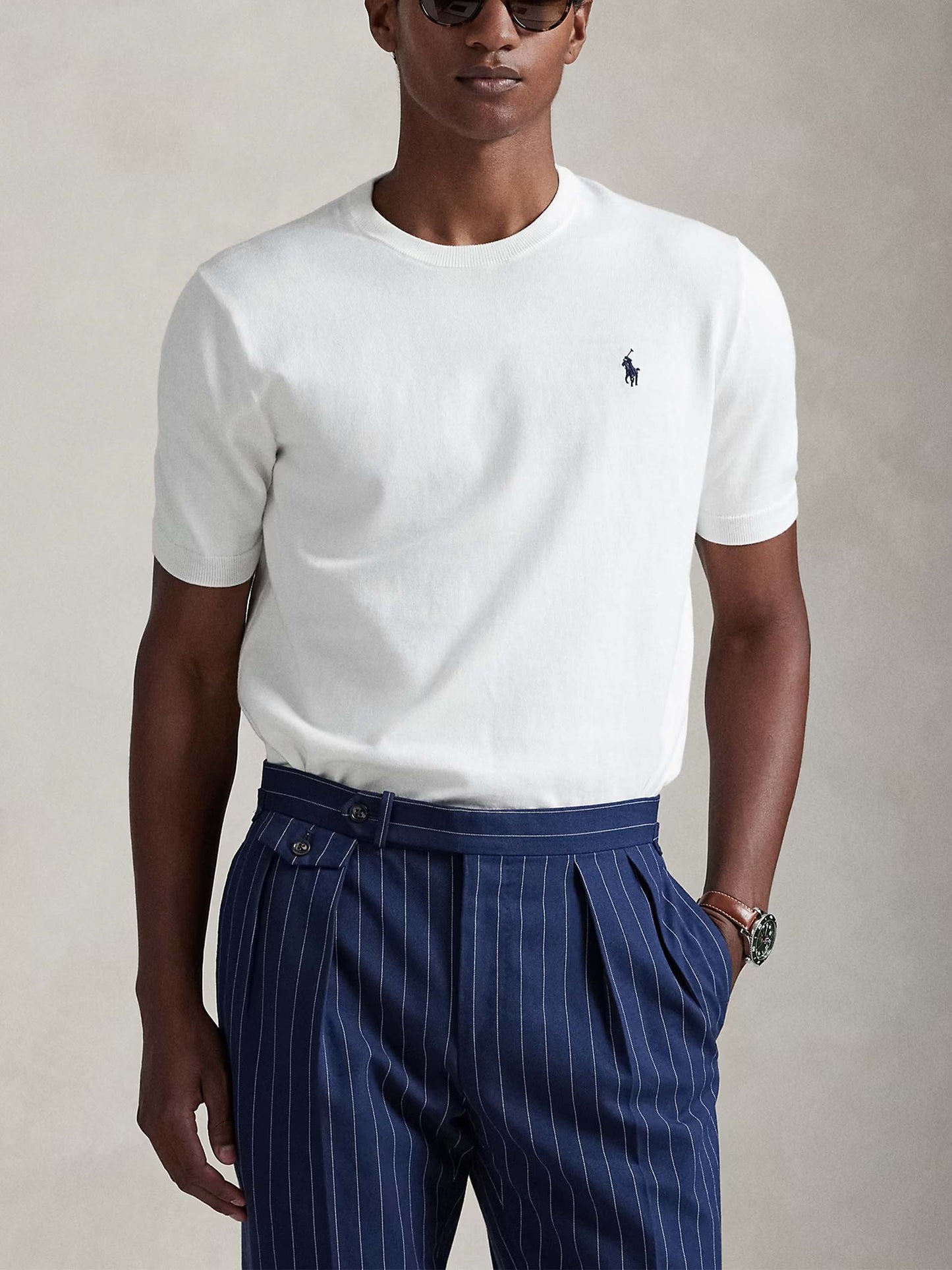 POLO RALPH LAUREN - Kurzarmpullover aus Baumwolle für Herren Cremeweiß - Cream white