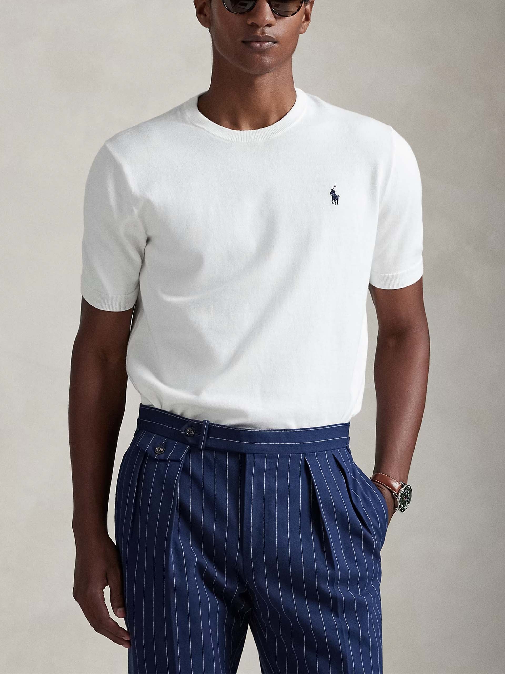 POLO RALPH LAUREN - Kurzarmpullover aus Baumwolle für Herren Cremeweiß - Cream white