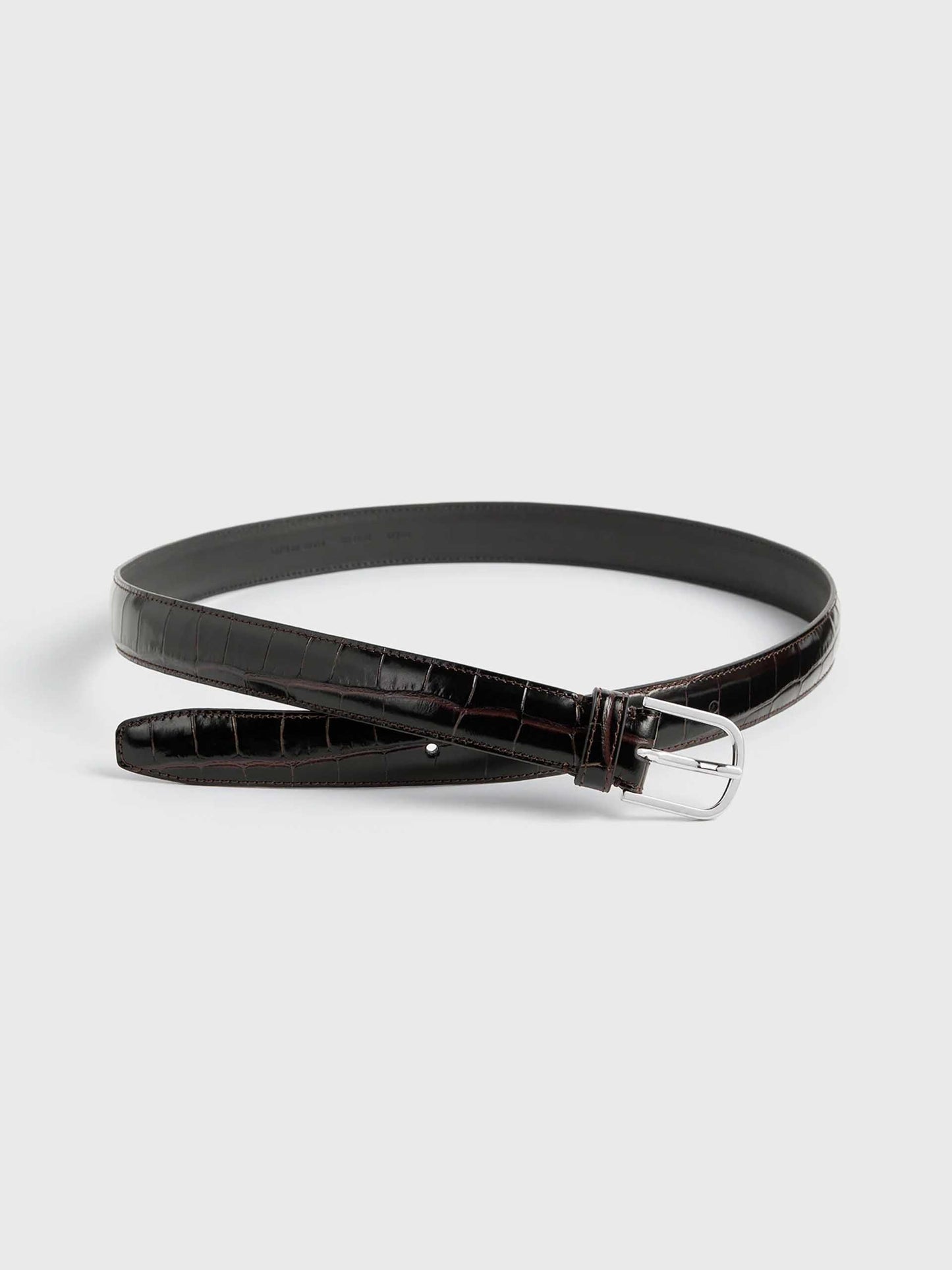 TOTEME - Ledergürtel mit Krokodilprägung - croco-embossed belt chocolate Dunkelbraun