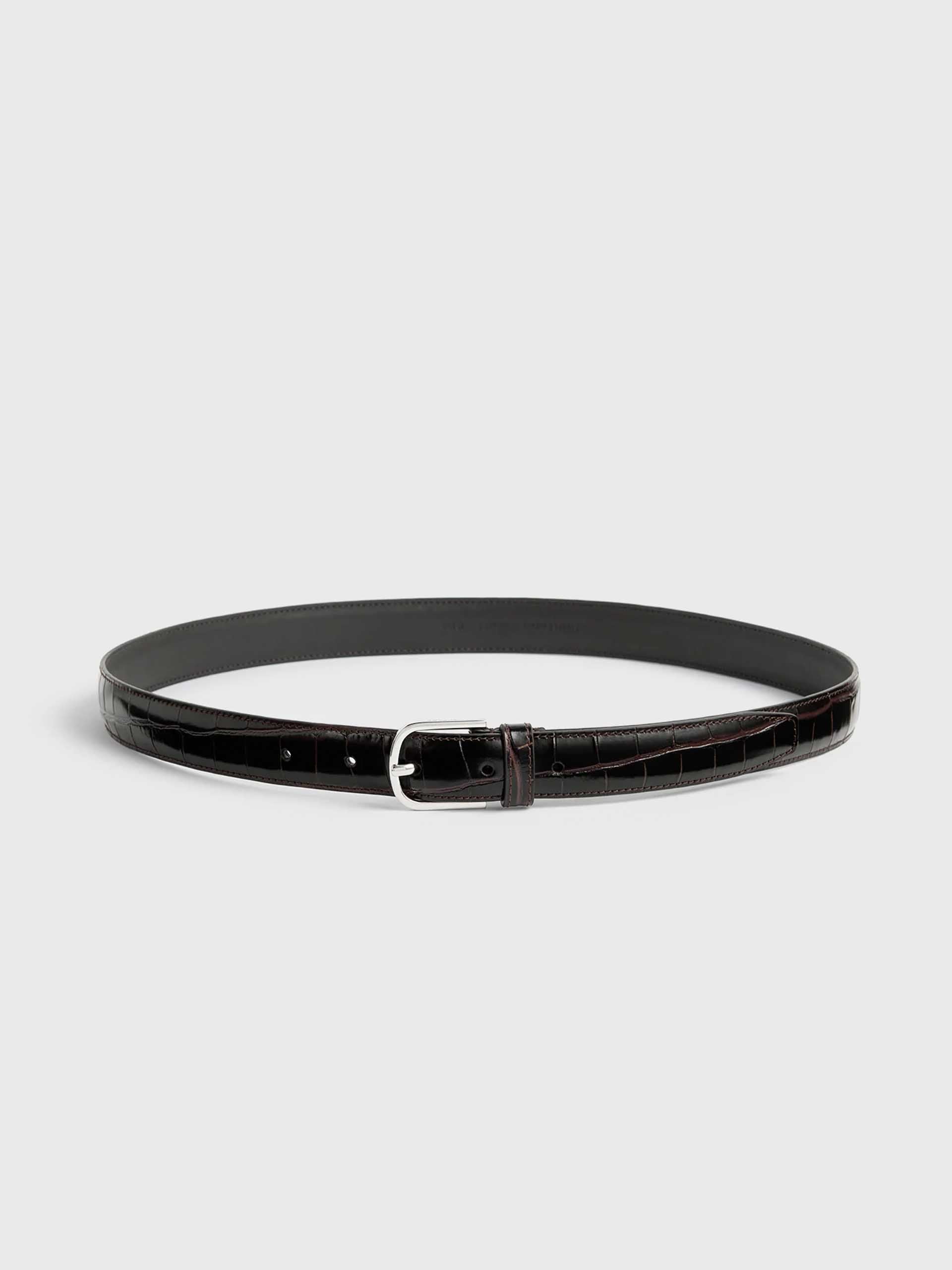 TOTEME - Ledergürtel mit Krokodilprägung - croco-embossed belt chocolate Dunkelbraun