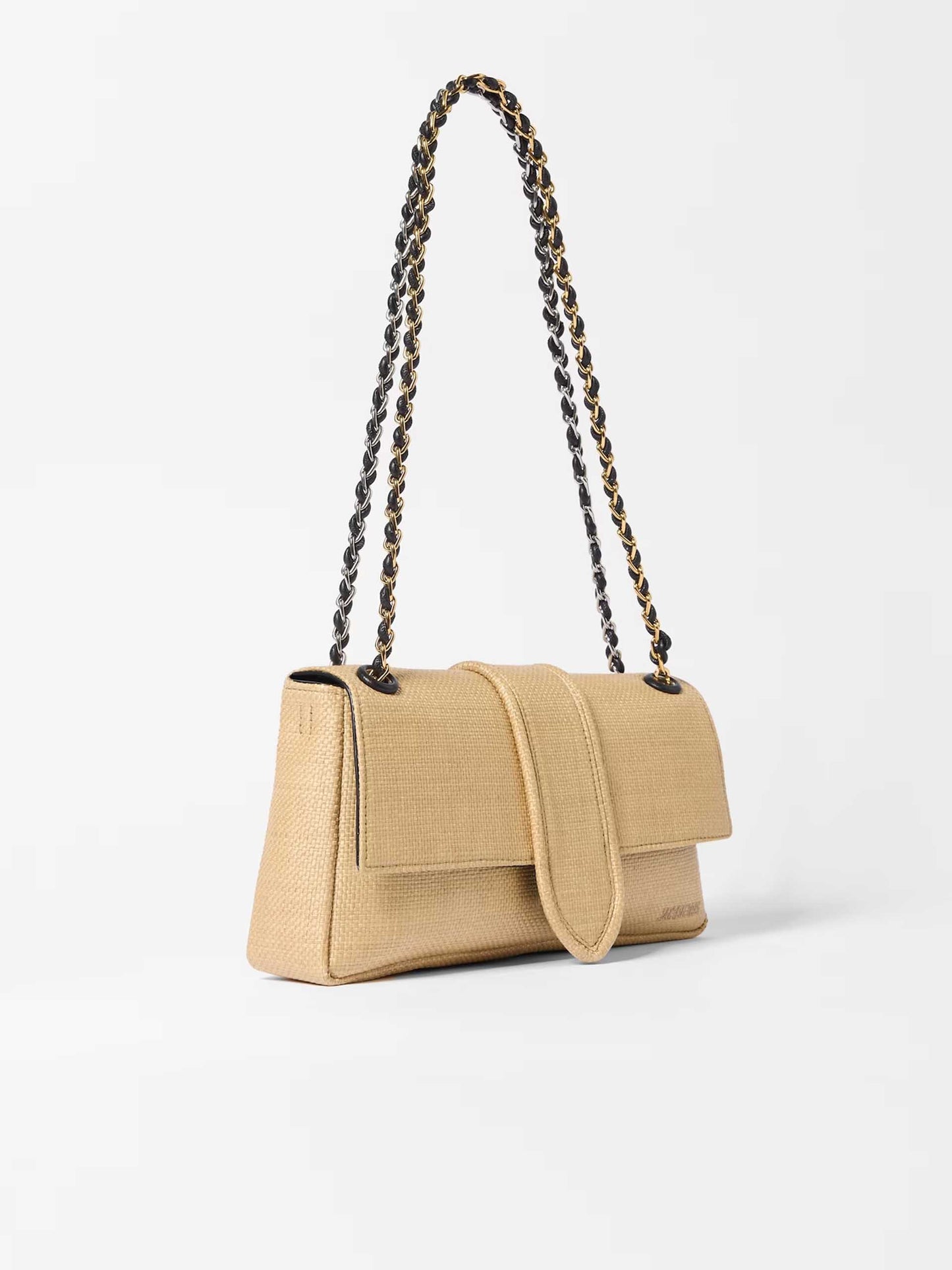 JACQUEMUS - Schultertasche Bambino Chaîne in Raffia-Optik